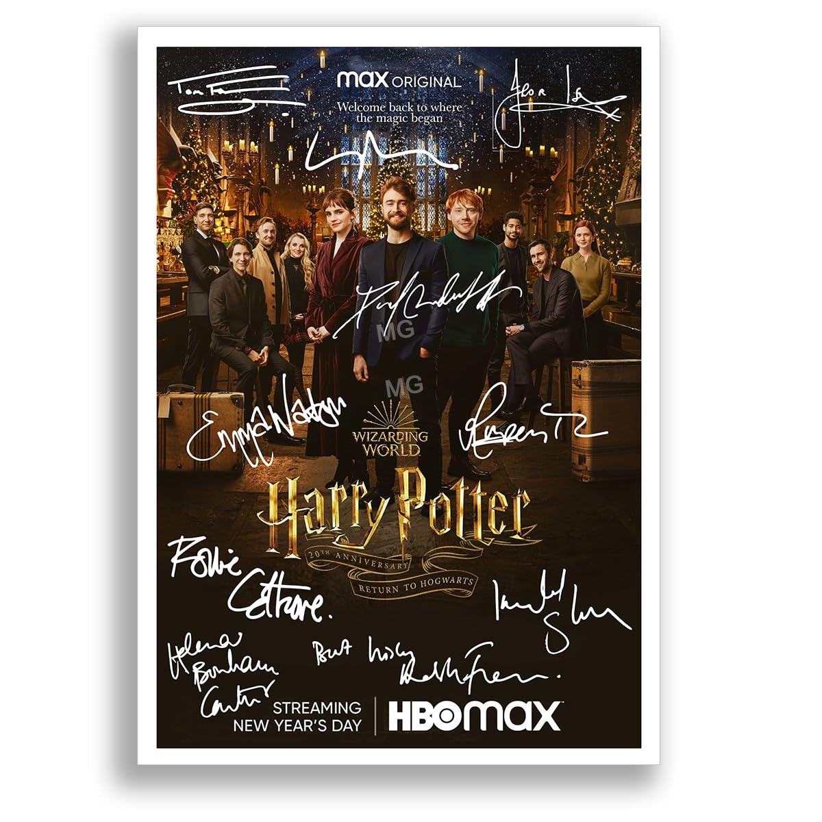 Mounted Gifts Trading Harry Potter All Movie Film Posters Cast Signed A4 Poster Photo Print Framed Autograph Gift Daniel Radcliffe, Rupert Grint, Emma Watson (Return to Hogwarts A3 Poster Only)