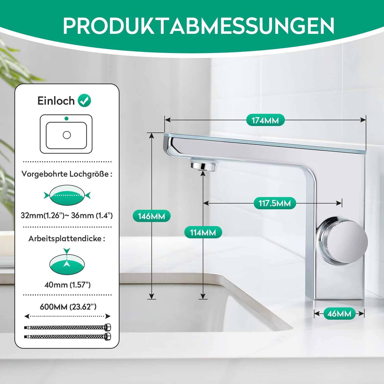 CREA Infrarot Sensor Wasserhahn Bad, Digitalanzeige, Chrom
