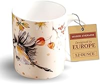 Vista 119 de Maison d' Hermine Taza de café con asas, tazas de porcelana fina de hueso, paquete de una taza de té para bebidas calientes, capuchino latte