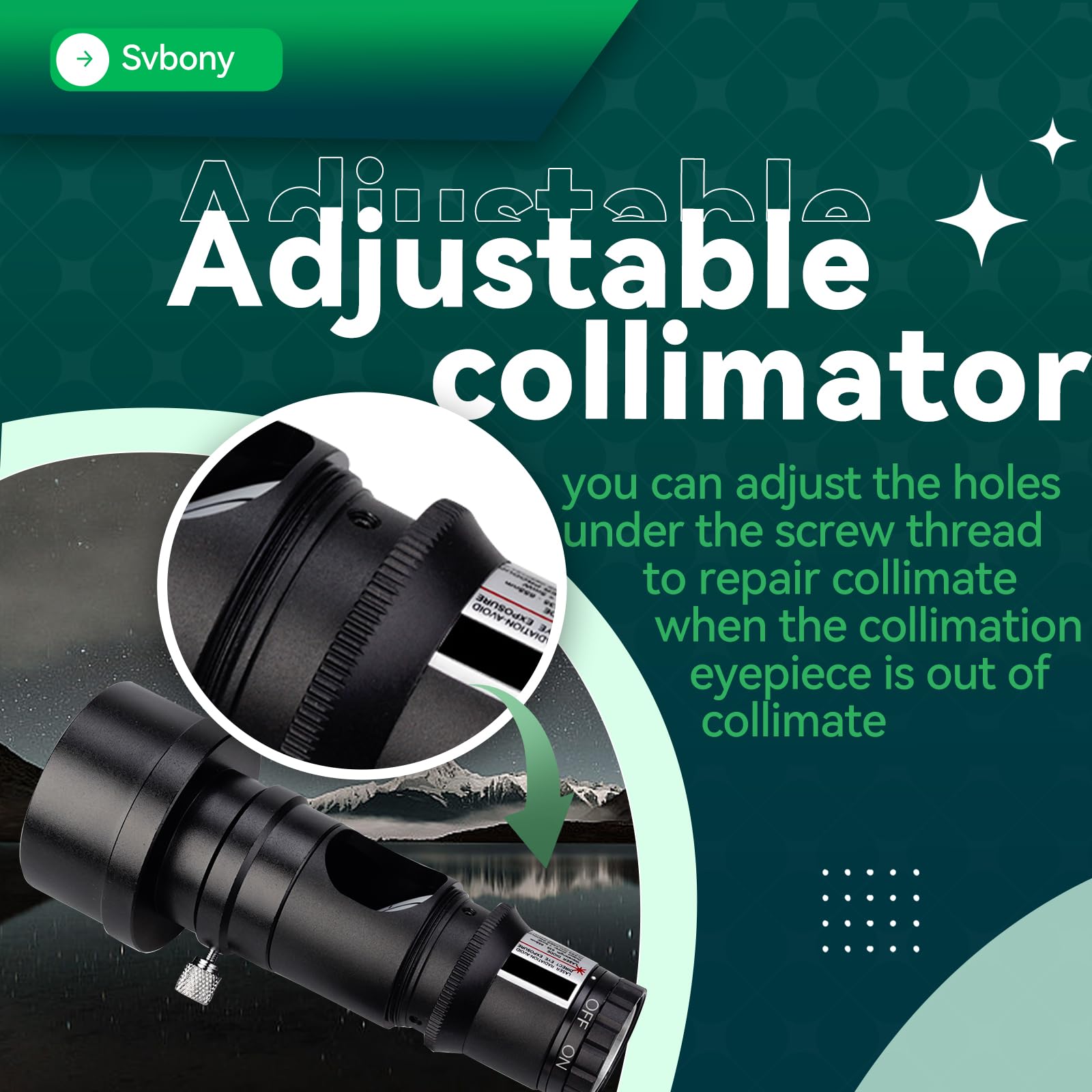 Svbony SV121 Collimateur 1,25'' Collimateur Réglable avec 2" Adaptateur pour Collimation de Télescope à Réflecteur Newtonien