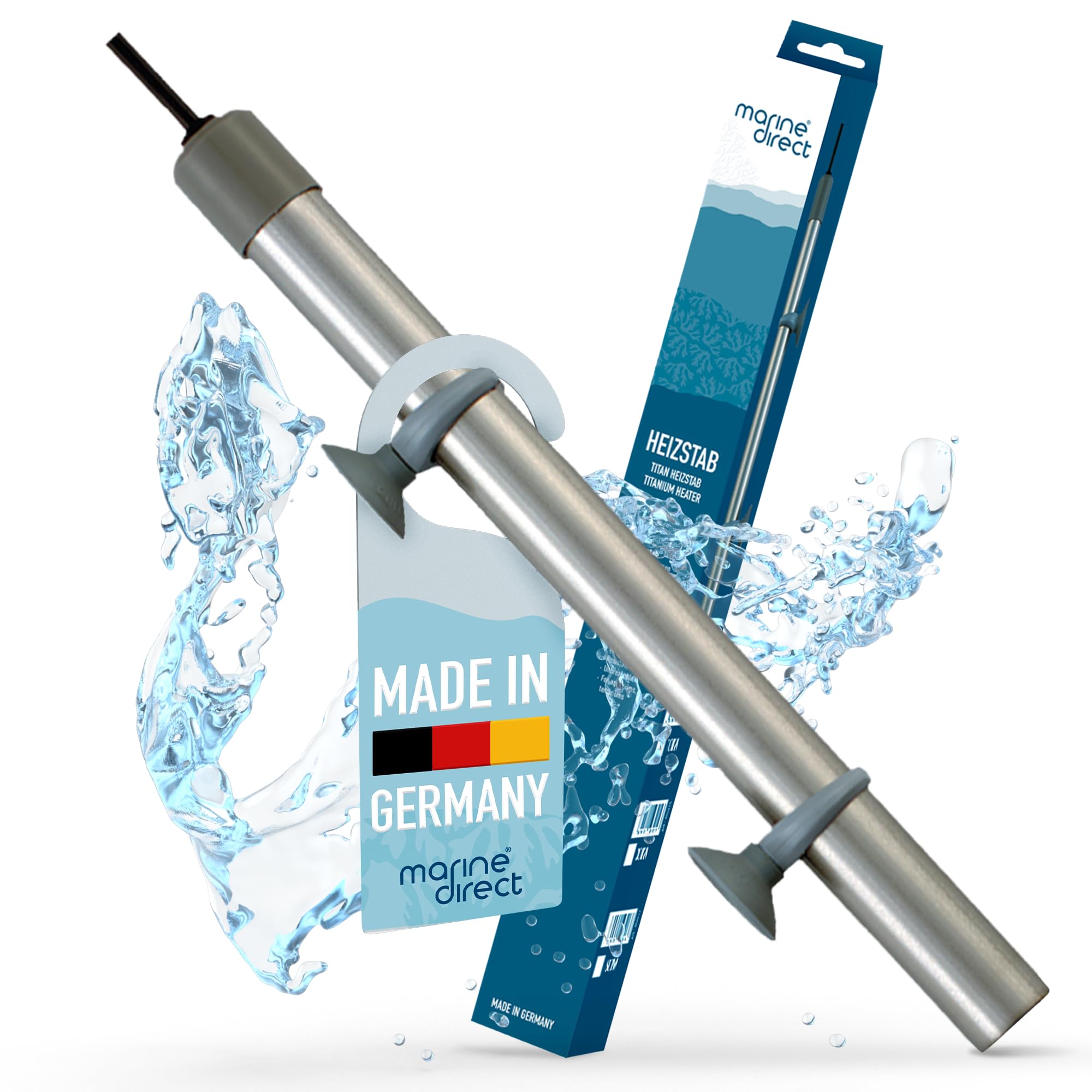 Titanheizstab 300W für Süß- & Meerwasser-Aquarien – Aquarium Heizung mit Saugnäpfen – Heizstab absolut unzerbrechlich & sicher im Betrieb – Made in Germany