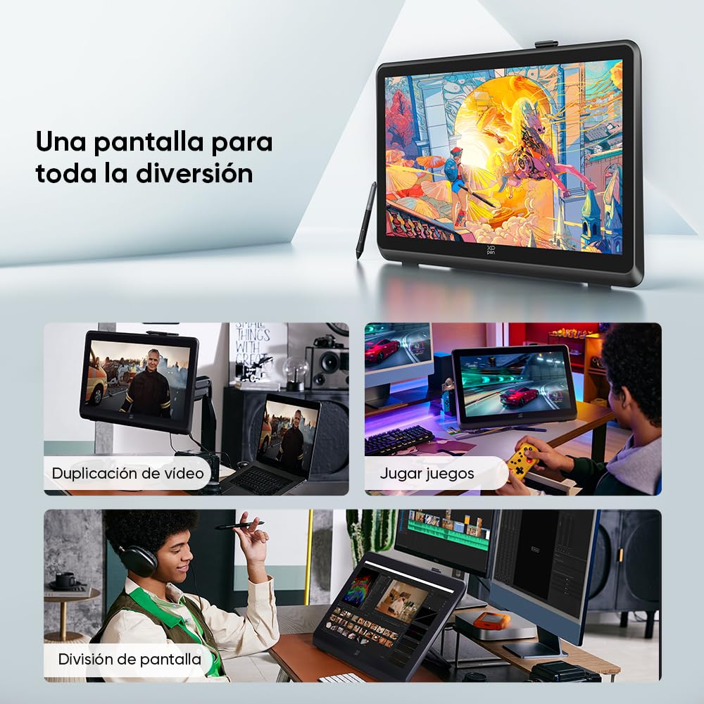 XPPen Artist 22 Plus Tableta Gráfica con Pantalla 22" de 16K Niveles | Tableta Gráfica Dibujo Digital con Lapiz X3 Pro Chip Inteligente, Tableta Profesional para Dibujar, 3D Modelado, etc.