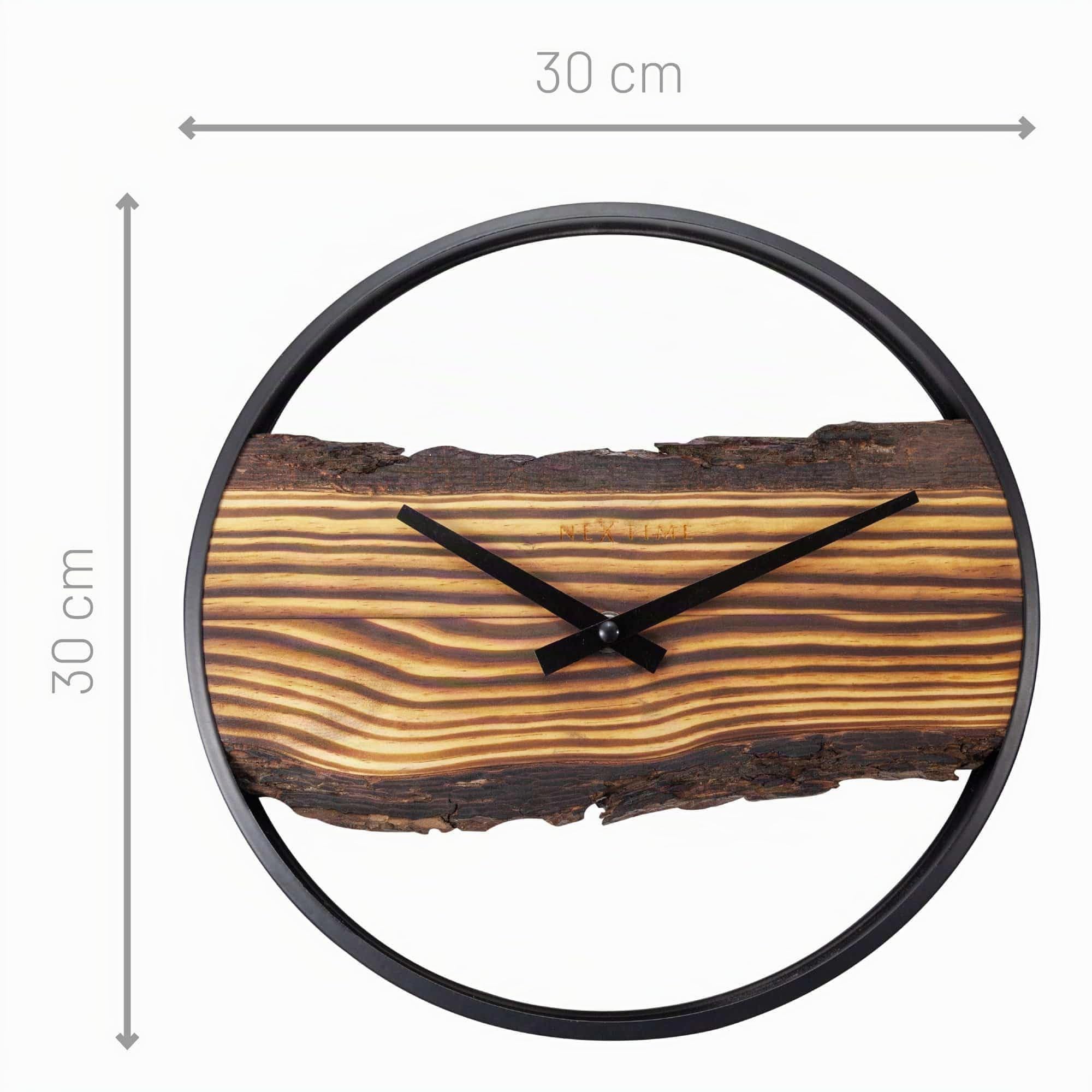 Holzuhr - kein Cuttergeräusch! - 30 cm - Holz/Metall - Wald - NeXtime