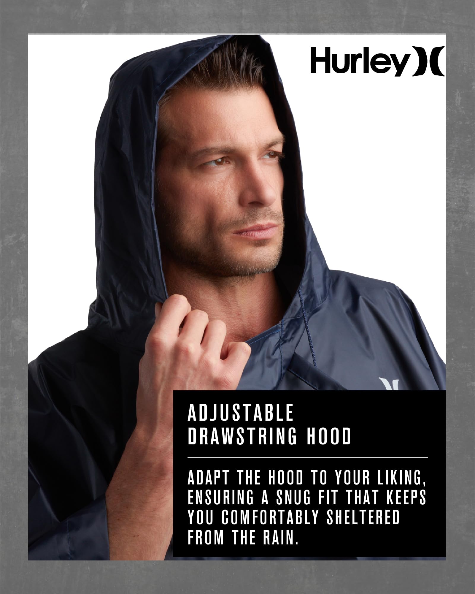 Hurley Poncho per adulti – Poncho impermeabile per adulti, leggero e ripiegabile per escursionismo, campeggio ed emergenza