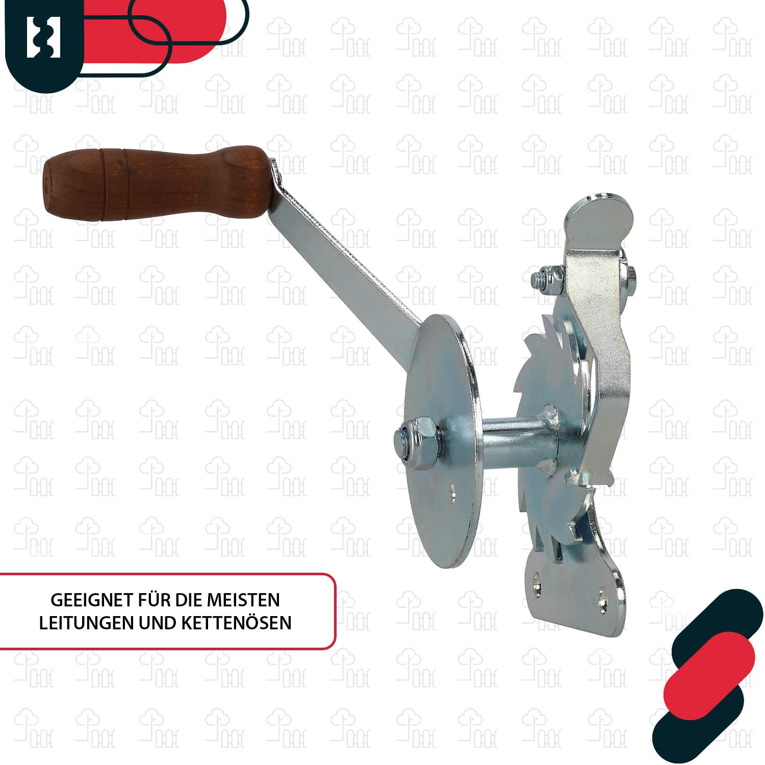 KOTARBAU® Carrete de parrilla para ajustar la altura de la parrilla de acero galvanizado con mango de madera Manivela de parrilla, manivela para parrilla