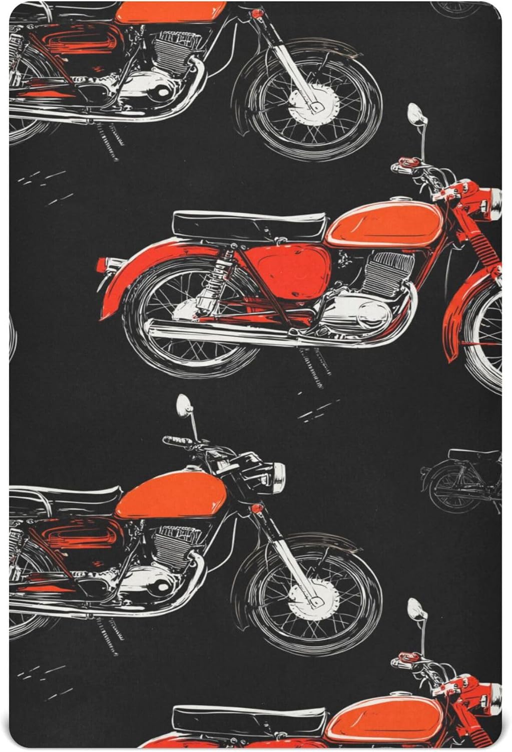 Motorcycle Motorbike Black Crib Sheets Soft Breathable Fitted Baby Crib Sheets Mattress Cover for Girls Boys, 52" x 28" x 9"