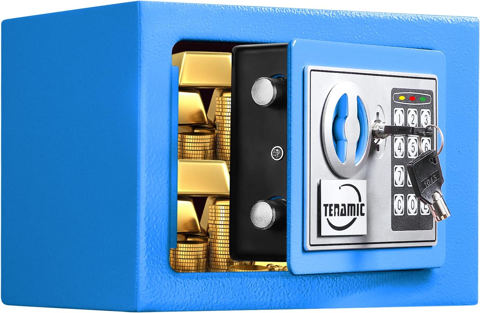 TENAMIC Safe Box 0.23 Cubic Feet Electronic Digital Security Box, Keypad Lock Box Cabinet Safes, Mini Safe Suitable for Office Hotel Home Safe, Blue
