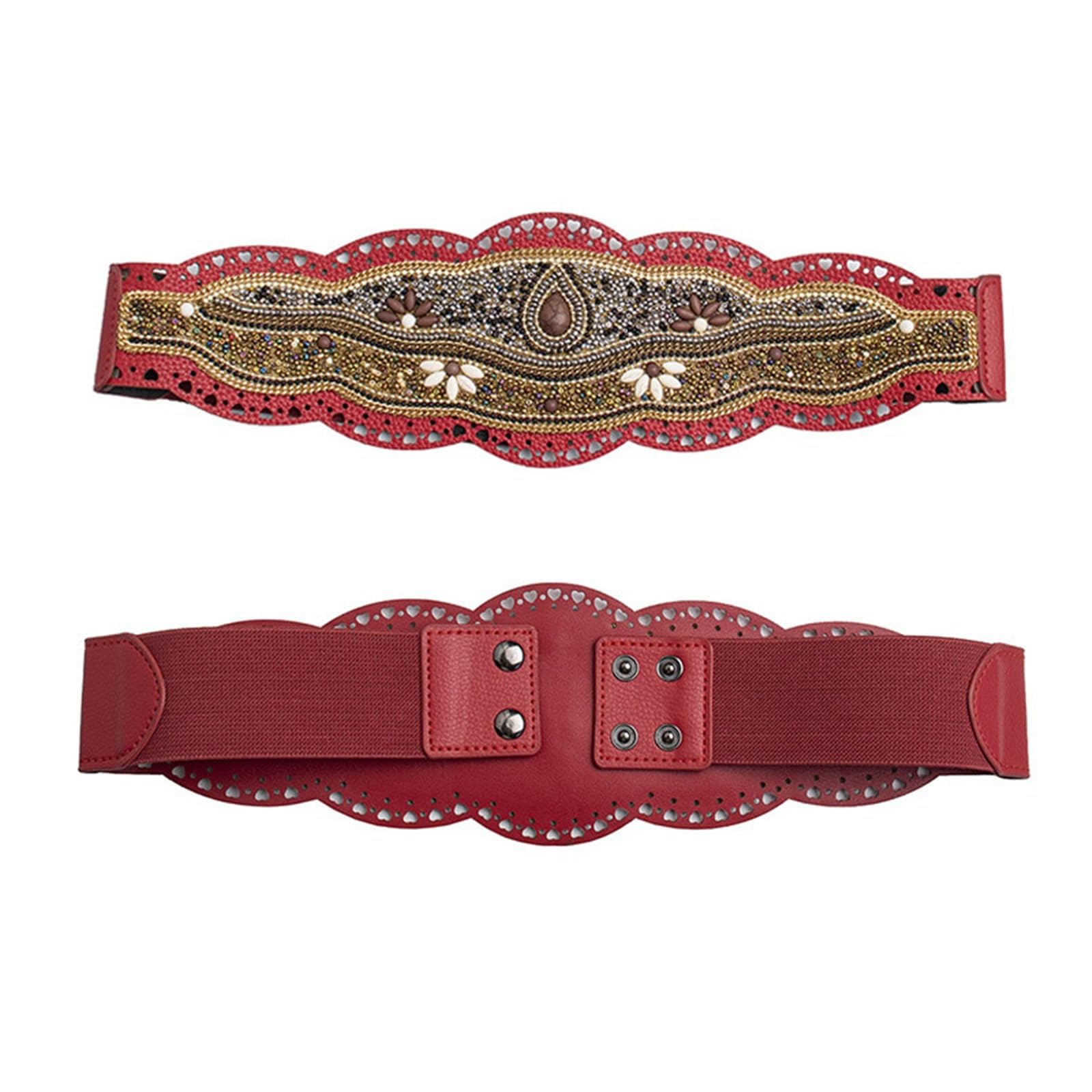 Cubrecintura con patrón trenzado con cinturón elástico étnico bohemio para mujer