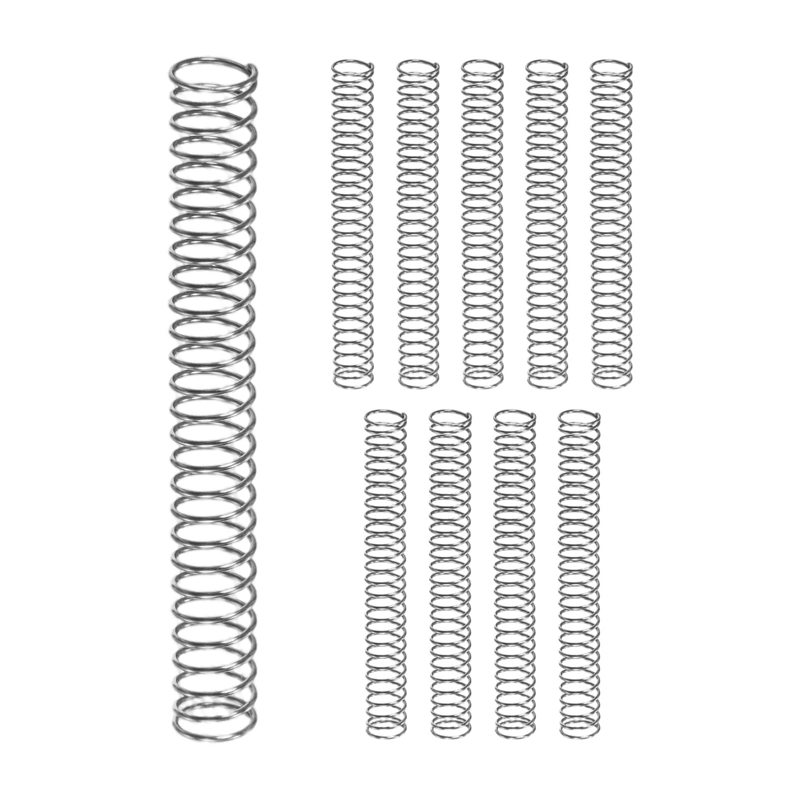 M METERXITY 10-Pack Compression Springs, 40mm Length 5mm OD 304 Stainless Steel Pruner Replacement Springs for Garden Tool/DIY/Mechanical Repair Replacement [Silver Tone, 0.4mm Wire Size] — image 1