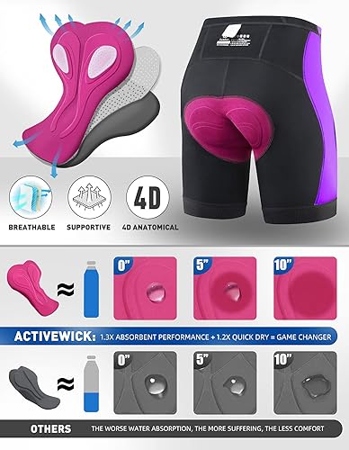 Miniatura 3 de Ewedoos Pantalones cortos de ciclismo acolchados para mujer, con acolchado 4D, con bolsillo, para ciclismo y ciclismo