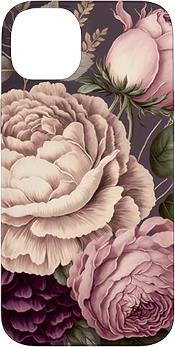 Funda para iPhone 14 Plus Elegant Blush Pink & Purple Vintage Floral Rose & Peony