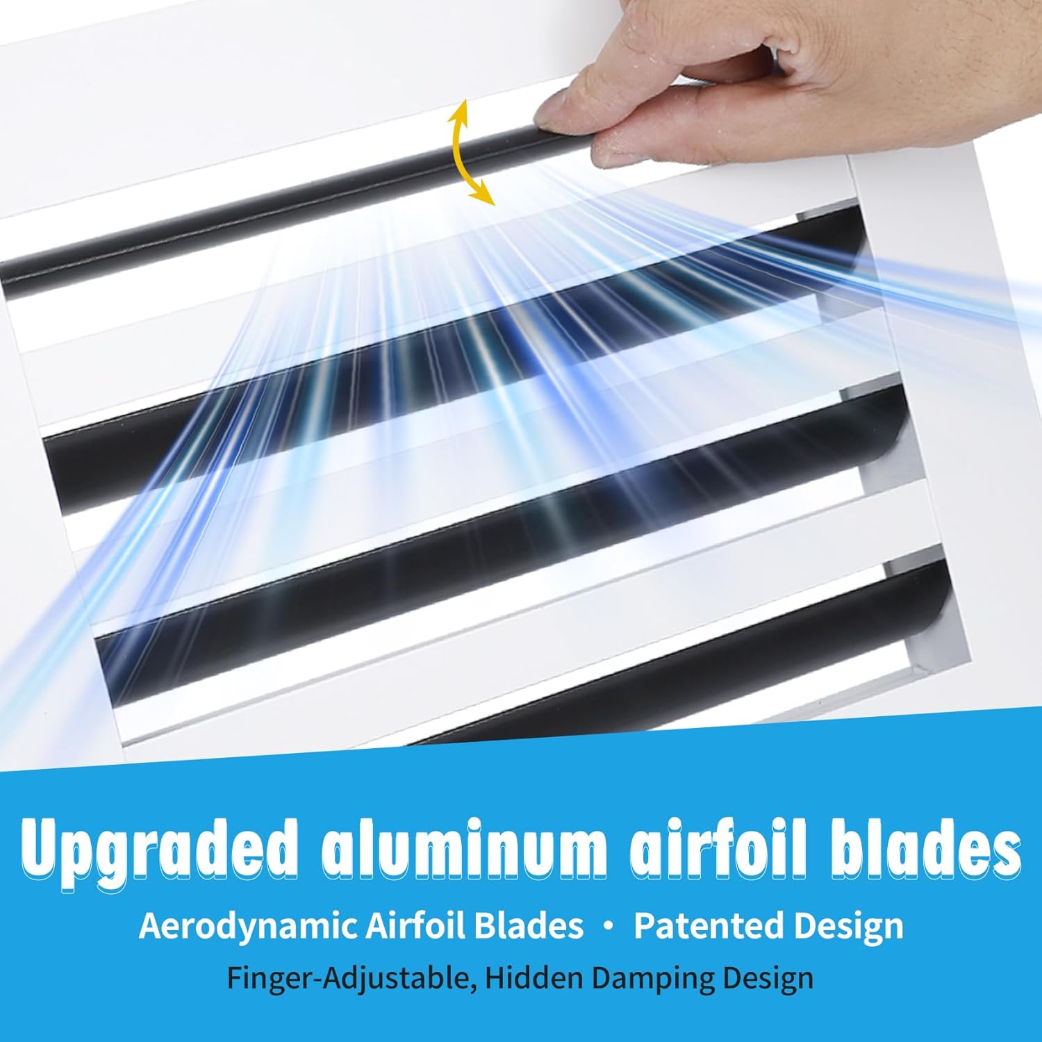 10x8 Modern AC Vent Cover – Decorative Air Vent Register Grille, Linear Slot Diffuser, Adjustable Airflow, Quiet Operation, HVAC Vent Cover for Ceiling, Wall & Floor, White Aluminum Alloy 10x8 White