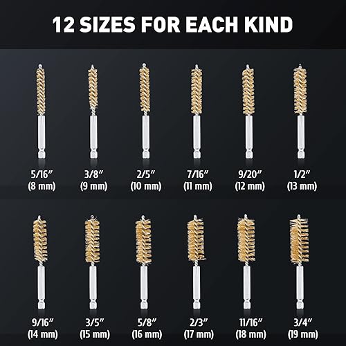 Miniatura 5 de Orion Motor Tech Juego de 38 cepillos de alambre para taladro con vástago hexagonal de 14 pulgadas y barras de extensión largas, kit de cepillo de