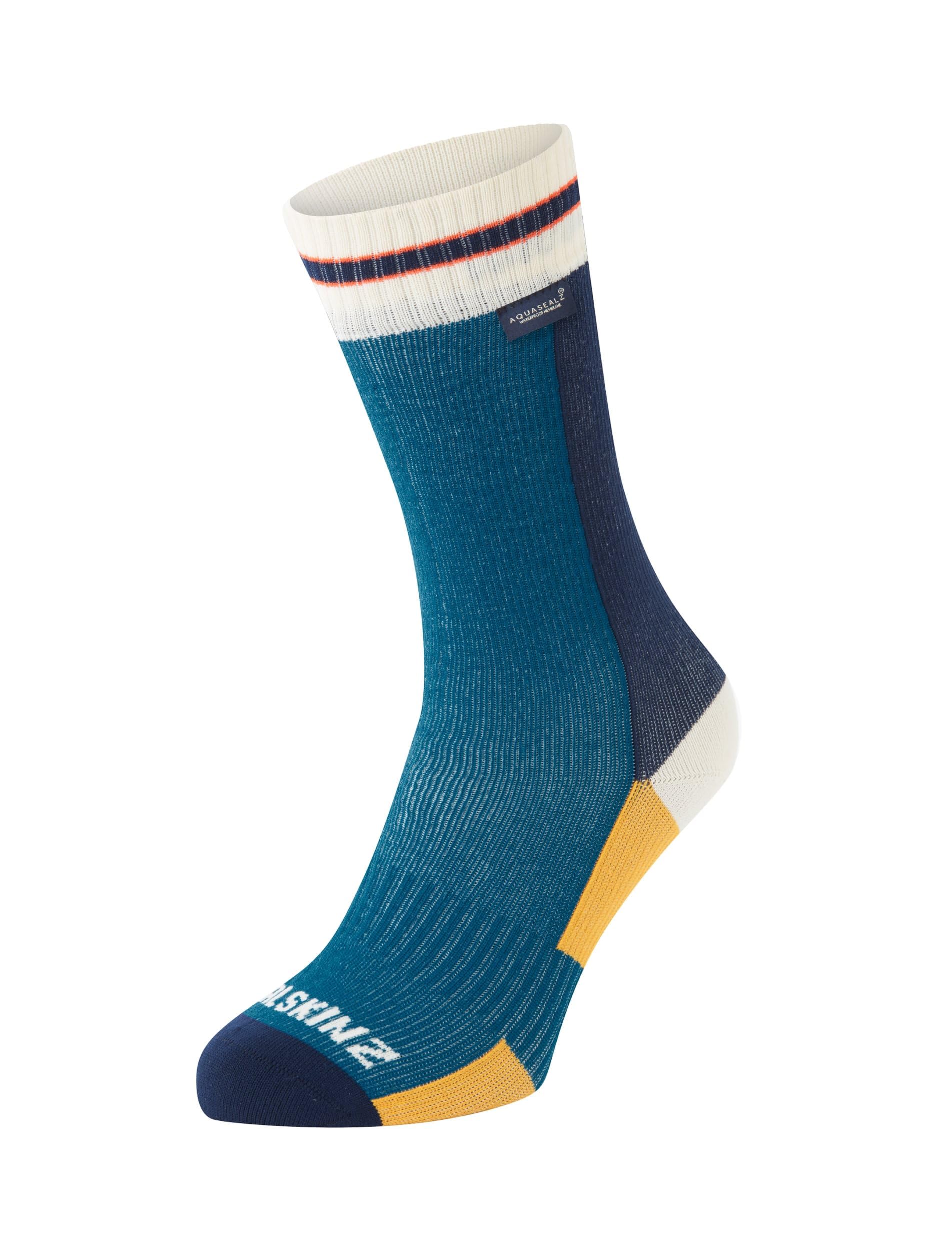 Sealskinz Unisex Blue Billockby Waterproof All Weather Mid Length Lightweight Cycling Sock - S