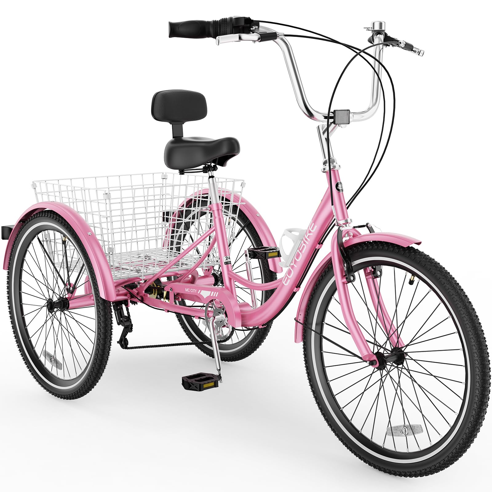 Adult Tricycles 3 Wheel 7 Speed Trikes, 20/24/26 inch Adult Trikes 3 Wheeled Bike with Basket for Seniors, Women, Men