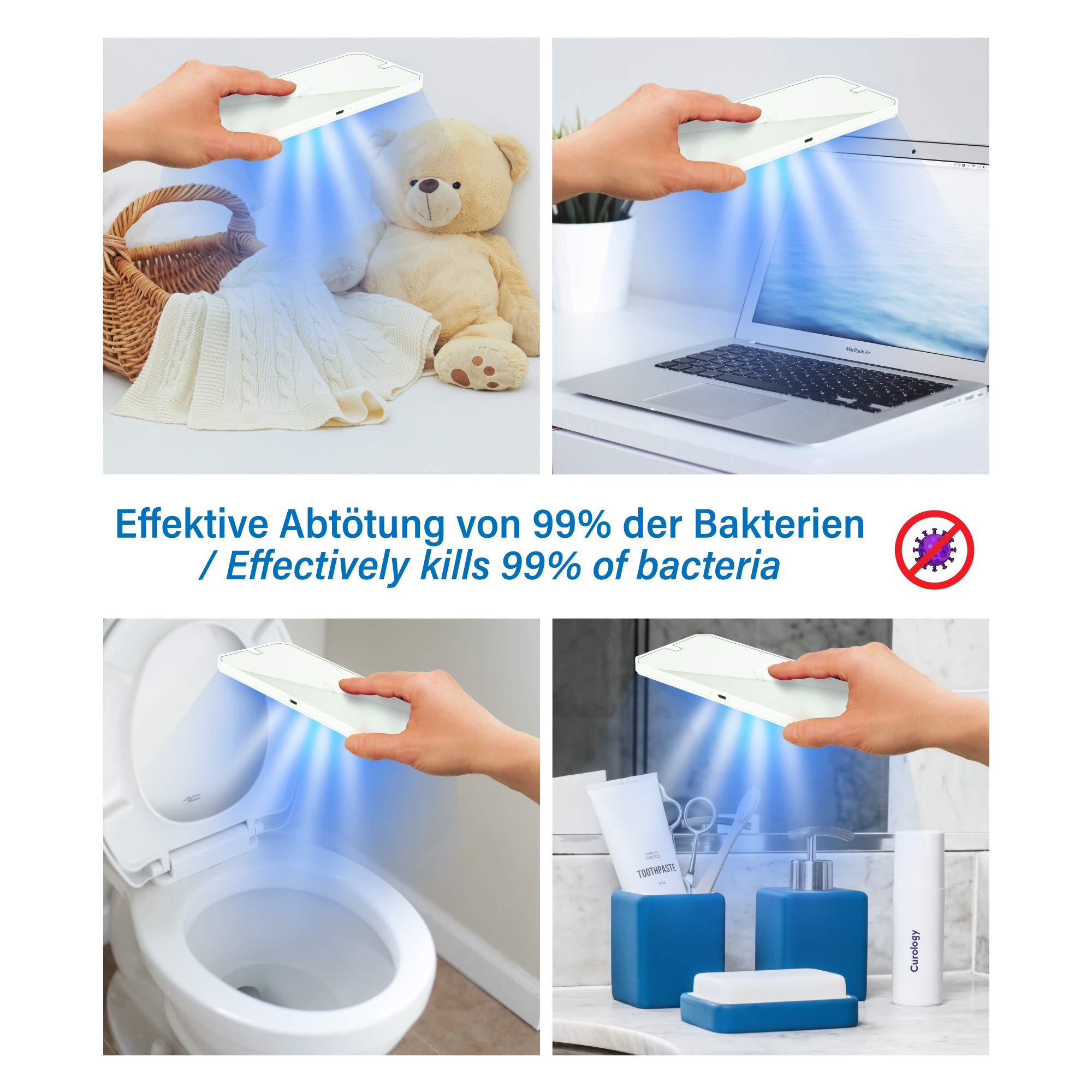 LEICKE Stérilisateur UV multifonction | désinfectant portable pour smartphones UV Idéal pour les téléphones portables, les masques, les bijoux, etc. Stérilisation rapide 99,9%.