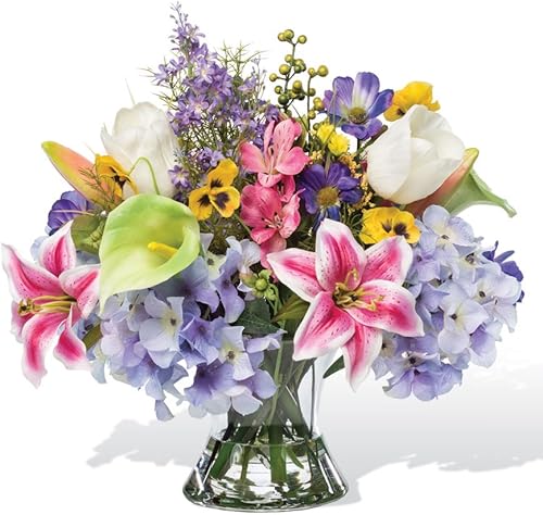 Petals Centro de mesa de seda de lirio, tulipán y lirio