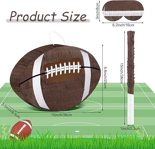 Miniatura 7 de Hooqict Piñata de fútbol con palito de piñata y decoración para fiestas con los ojos vendados, suministros de fiesta de cumpleaños para niños y