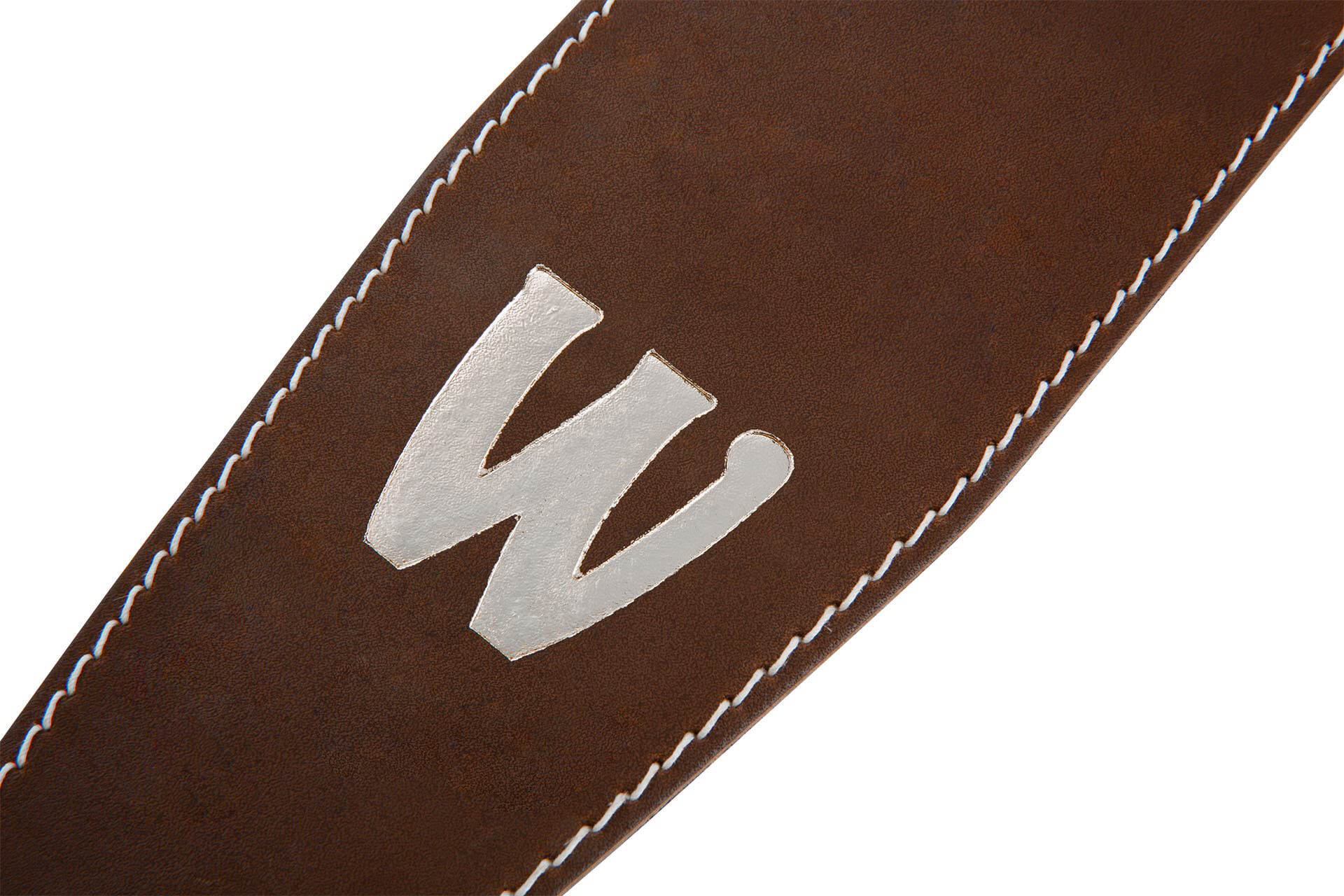 Warwick Teambuilt - Tracolla per basso, in vera pelle, colore: Marrone/Argento