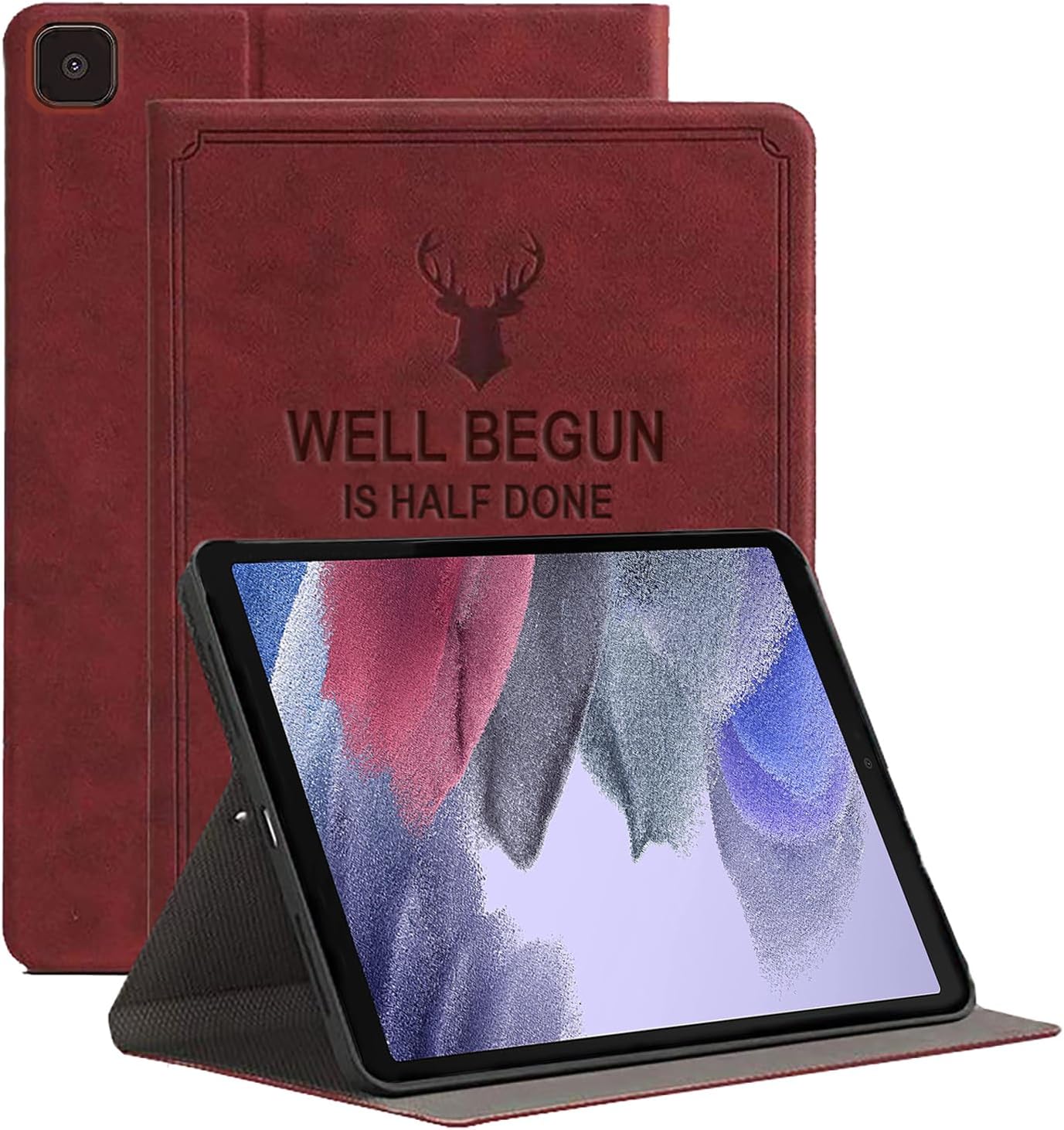 ProEliteSmart Deer Flip case Cover for Samsung Galaxy Tab A7 Lite 8.7" SM-T220/T225, Wine Red