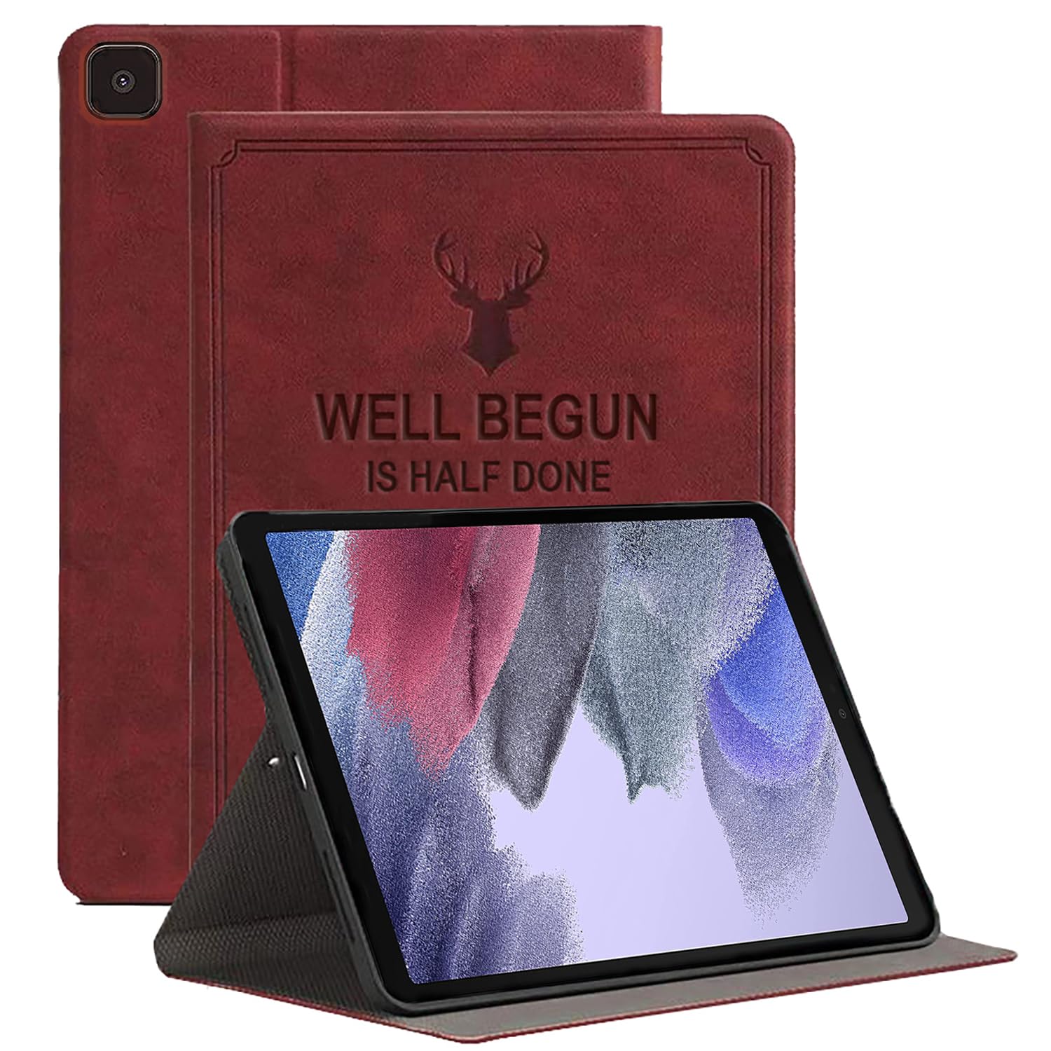ProEliteSmart Deer Flip case Cover for Samsung Galaxy Tab A7 Lite 8.7" SM-T220/T225, Wine Red