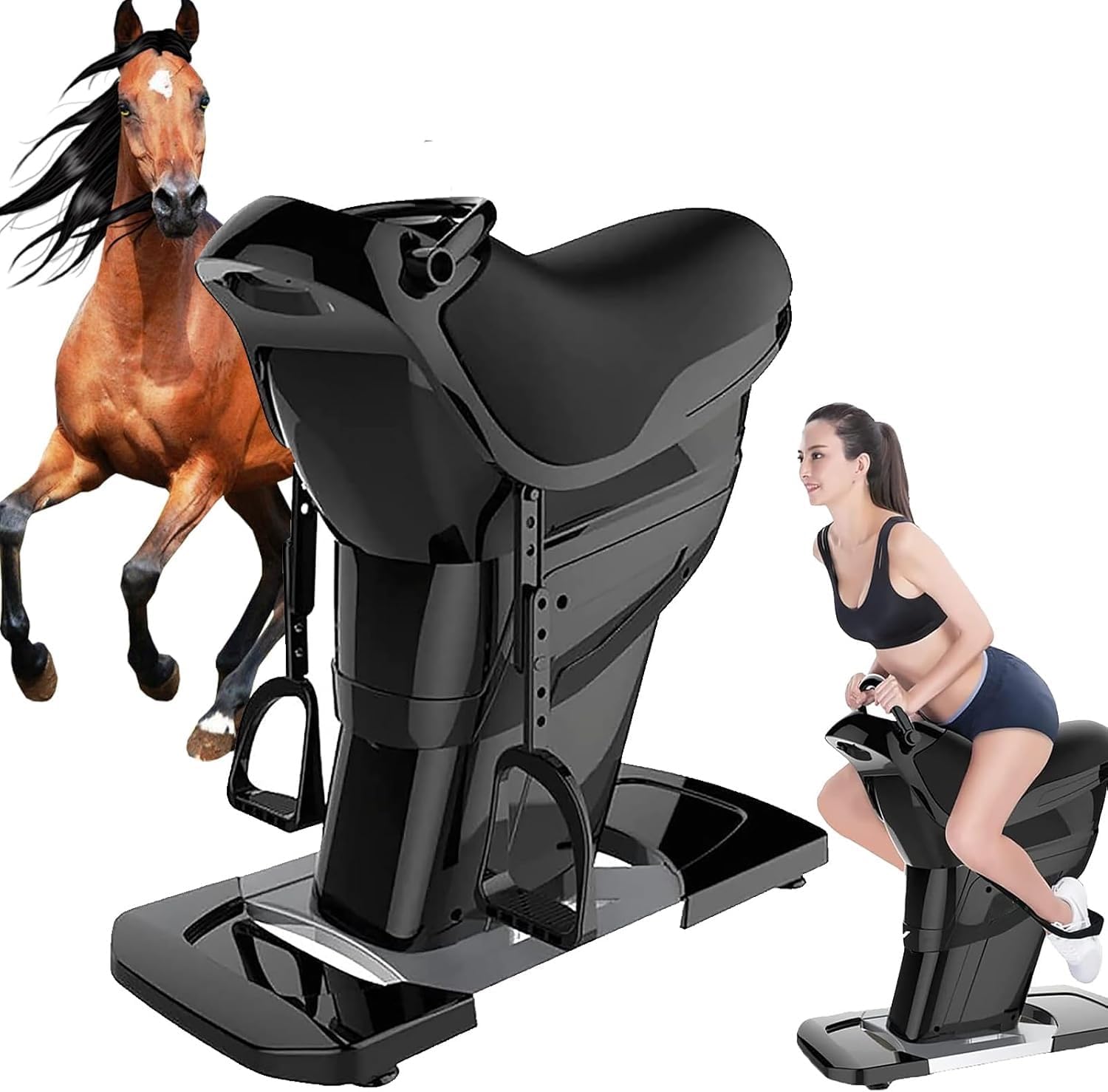 Electric 3D Simulation Horse Riding Machine, 20 Speeds with One-touch LCD Display, Aerobic Fitness Equipment for Waist, Legs, and Hips Toning