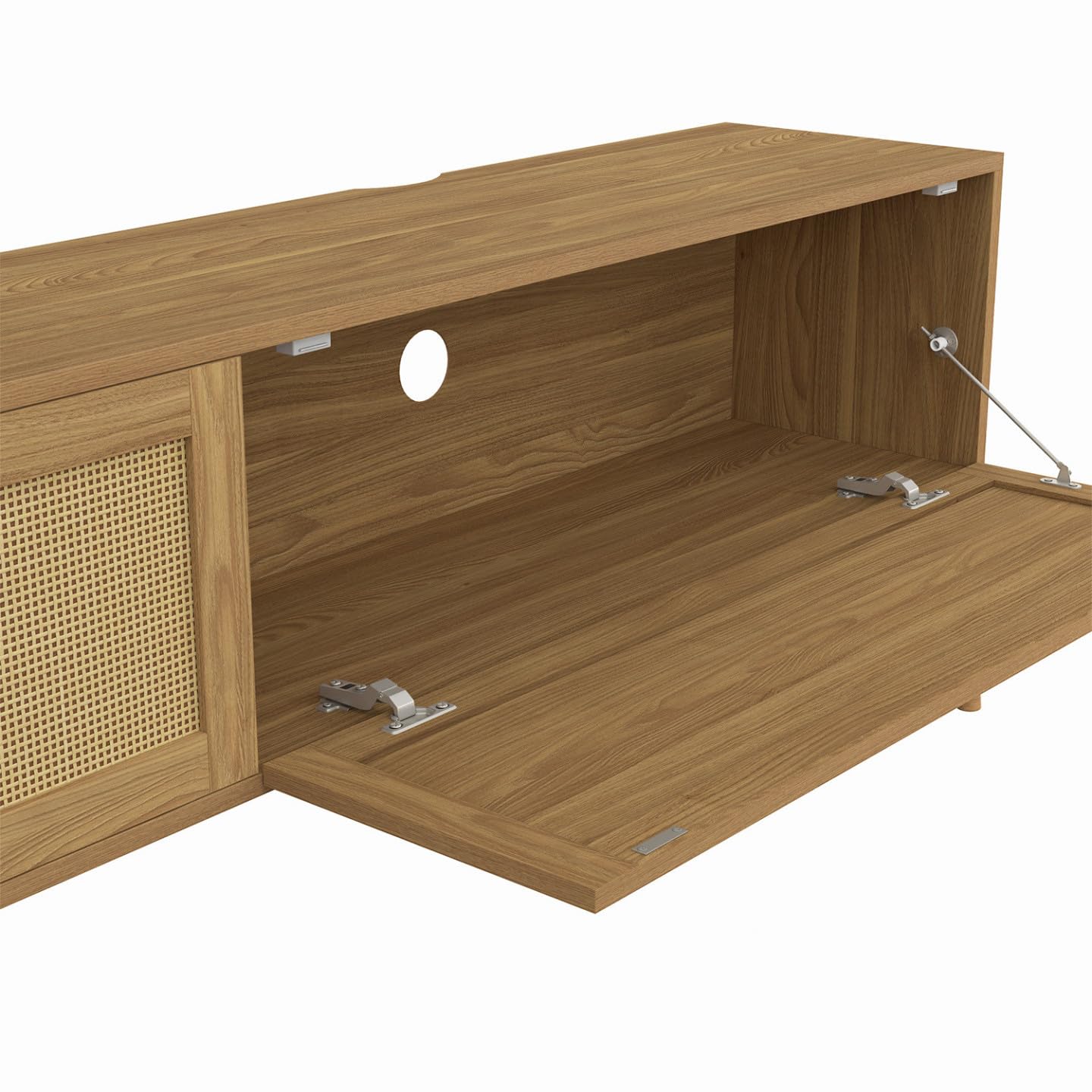 IDMarket - Meuble TV 180 cm Suspendu HANAE 2 Portes Effet Naturel cannage