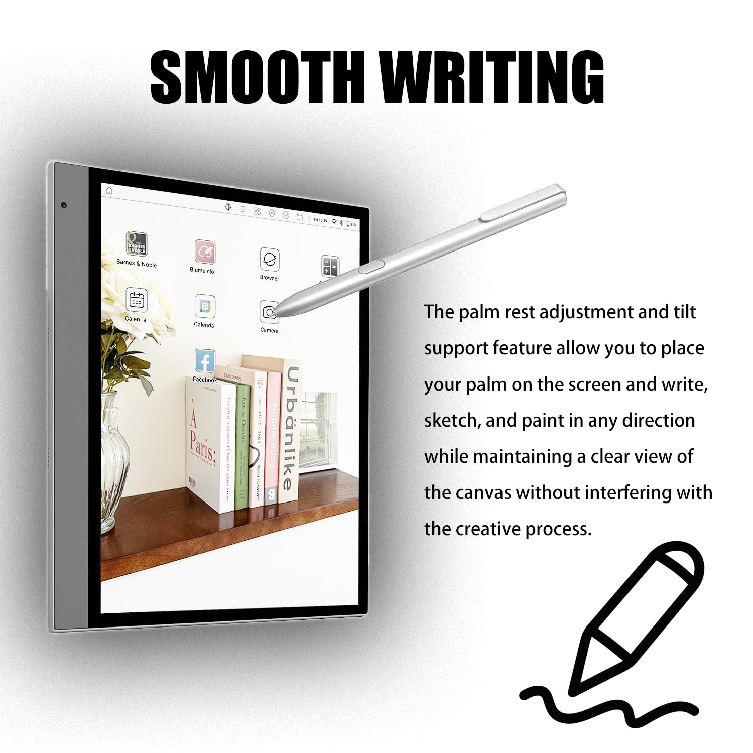 Penna stilo compatibile con BOOX Note Air3C, 3 B/W, Air 2/2 Plus, Note Max 13.3 per BOOX Tab Ultra C Pro per Tablet Go 10.3, Go Color 7 ePaper E Ink Tablet (argento)