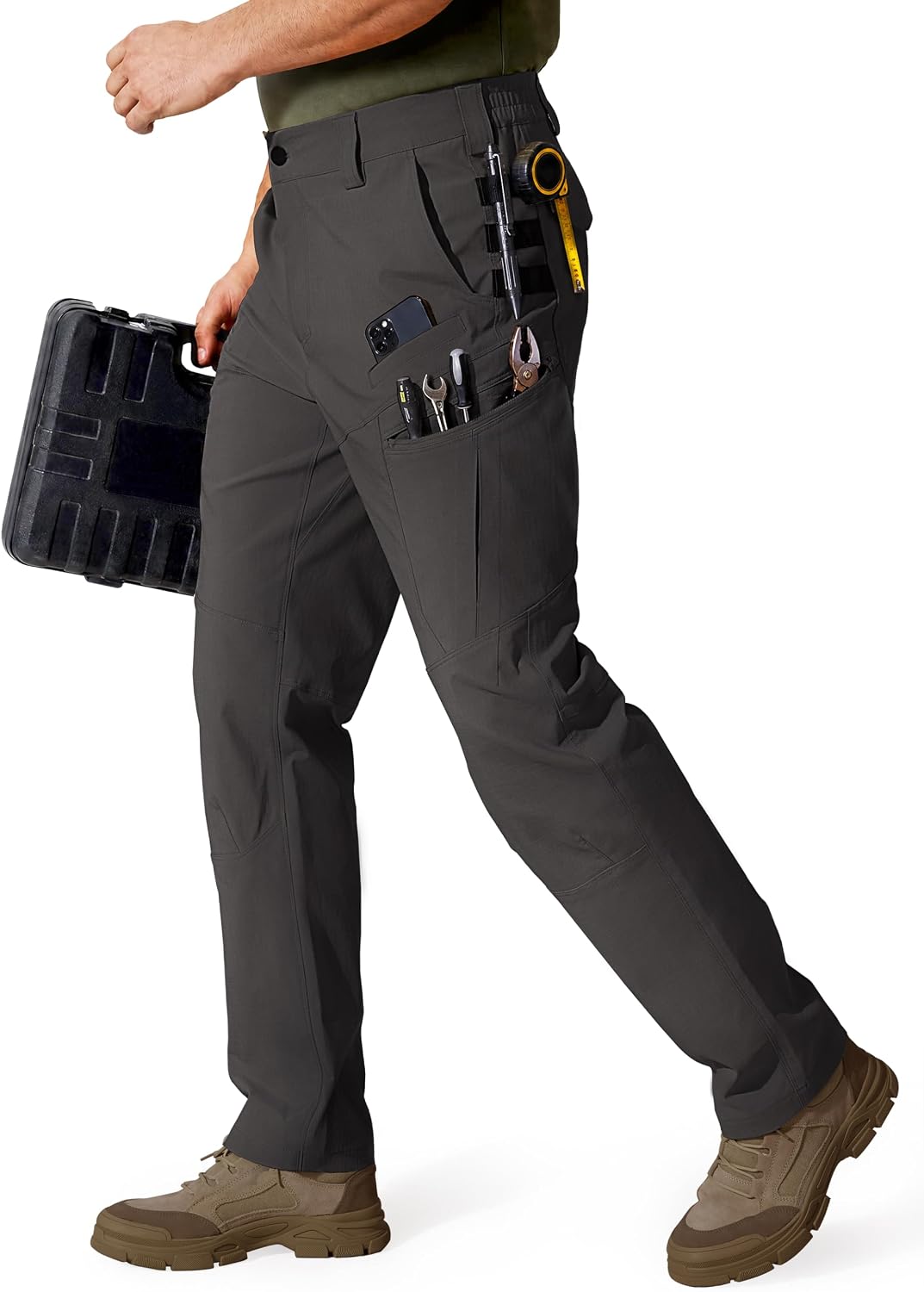 FREE SOLDIER Men's Cargo Work Pants Stretch Ripstop Water Resistant Utility Tactical Pants