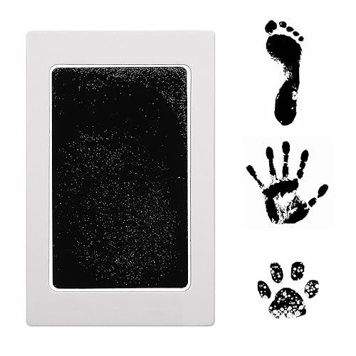 Miniatura 4 de Outus Kit de huellas y huellas de manos sin tinta para bebé, 6 almohadillas de tinta seguras para manos y pies, sello de huellas de huellas y 12