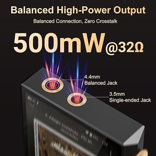 Miniatura 3 de Reproductor de audio de alta resolución, reproductor de MP3 de alta fidelidad Oilsky de 160 GB Bluetooth y WiFi, equilibrio de 0.173 in, DAC dual