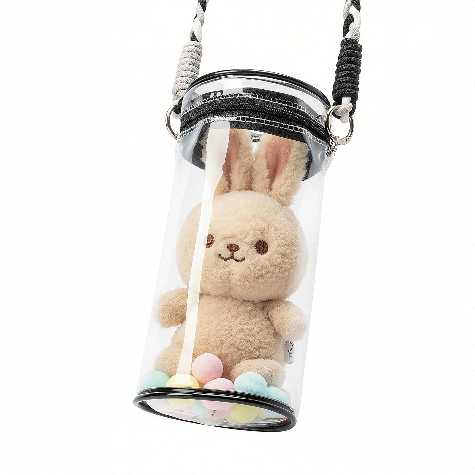 FEXIA Figure Display Case Bag, Clear Purse Carrier for Mini Collection Durable Design with Zipper Closure Keychain, Mini Figures Doll Carrying