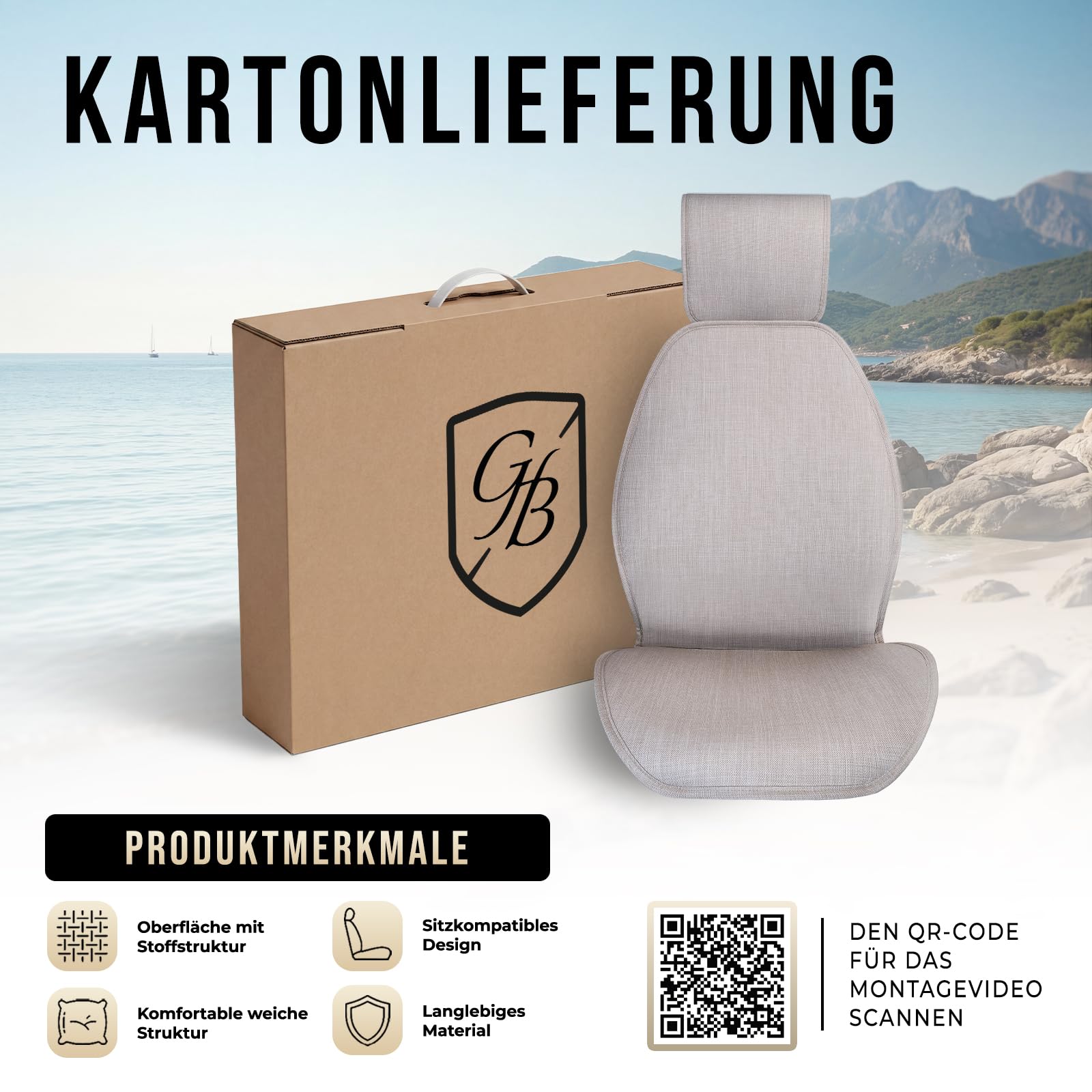 Housse de siège universelle en lin couleur os – Protection de siège respirante et déperlante avec ajustement antidérapant, adaptée aux airbags pour voitures et SUV, sièges avant