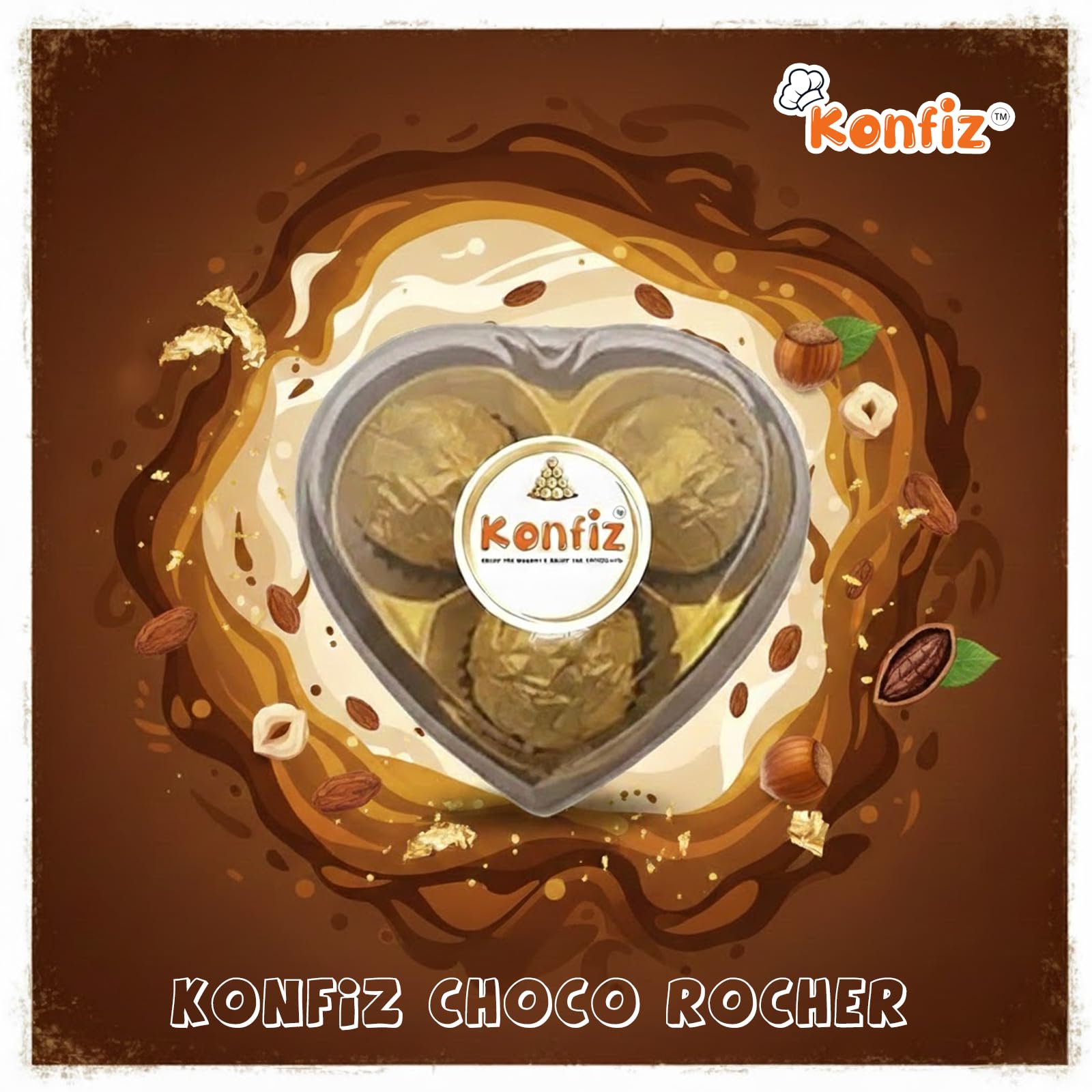 Konfiz Choco Rocher T3 Gift Pack – Premium Hazelnut Chocolates