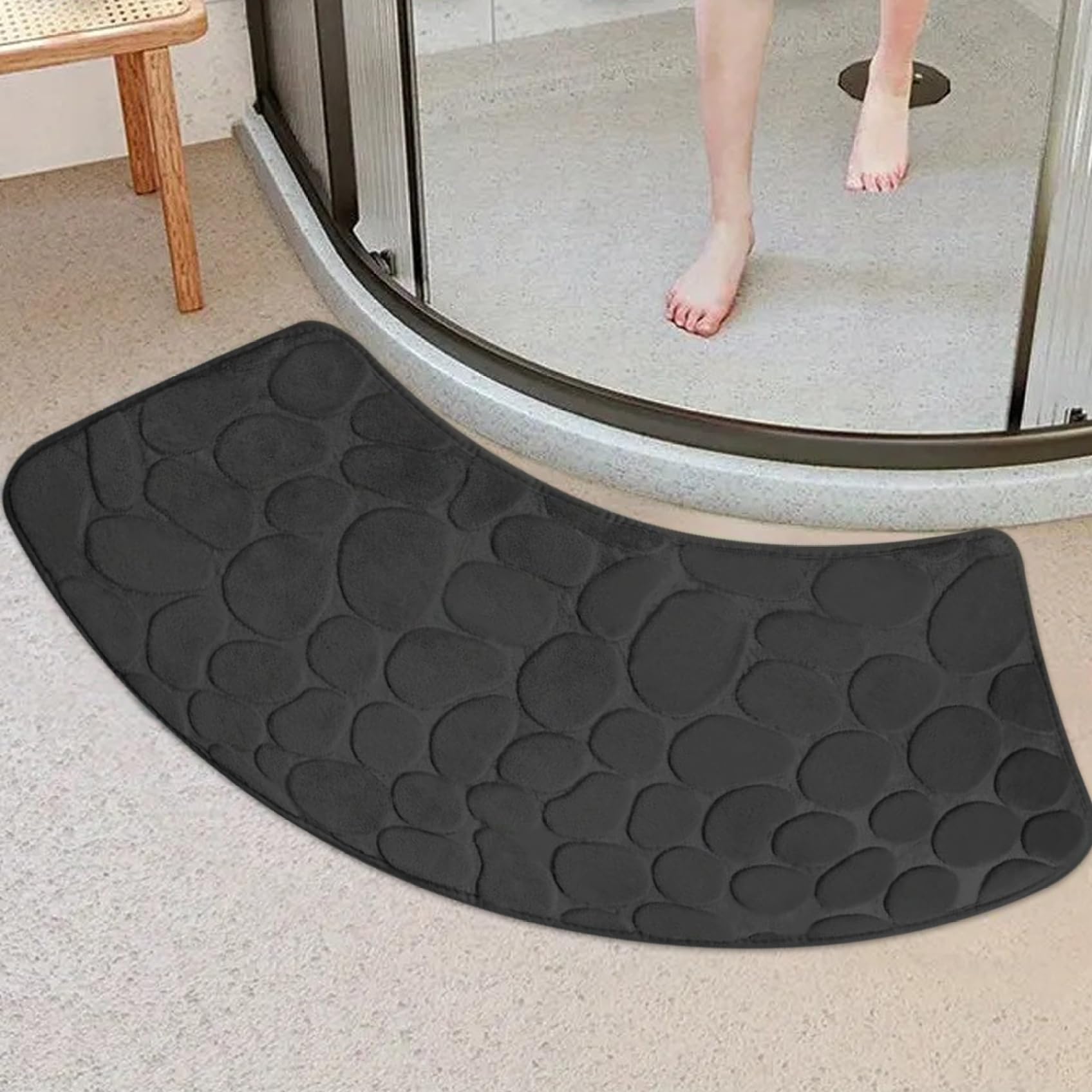Tappeto da bagno curvo assorbente e resistente, tappeto da bagno angolare antiscivolo, tappeto da bagno lavabile (40*75CM) | Leroy Merlin