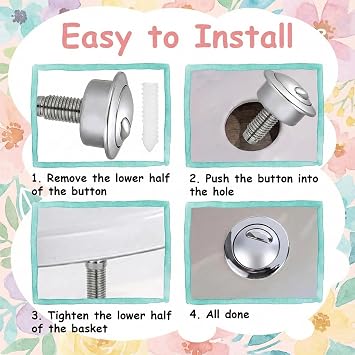 Toilet Flush Button Replacement – Universal Dual Flush Cistern Push Button Compatible with Optima 49, Round Chrome Toilet Button (1 Pcs)