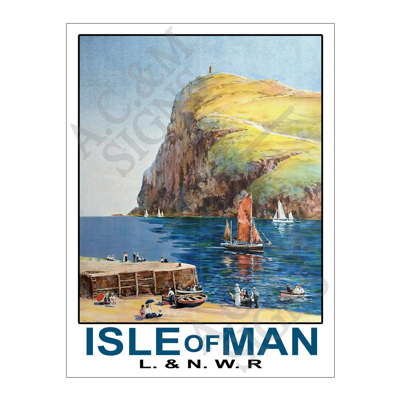 Metal Sign Plaque Print Poster Travel Railway L & NWR Isle Of Man Vintage Retro Gift Dad Man Cave Shed Home Bar Ref12481 (10x8 inches (Approx) 25cmx20cm)