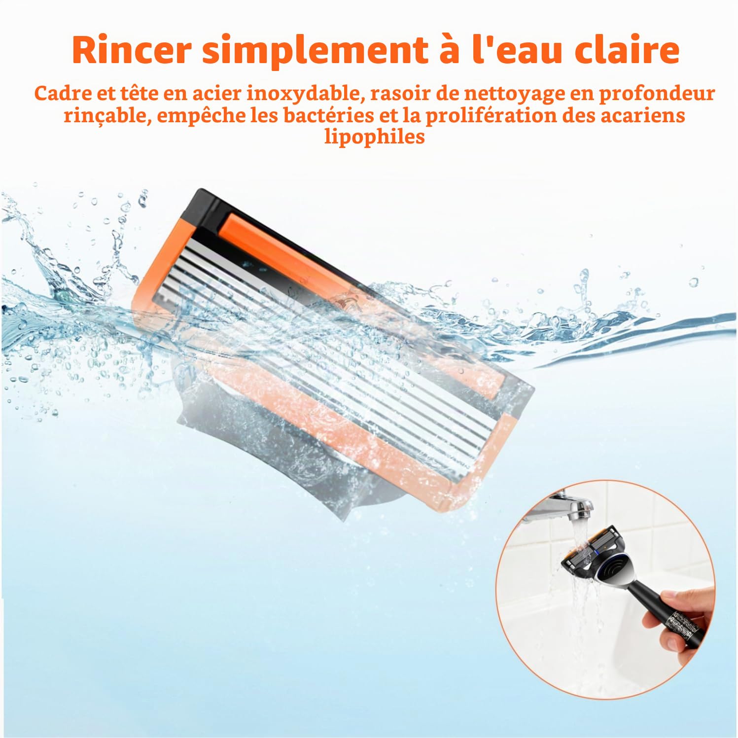 Lames de Rasoir Humide pour Hommes, Paquet de 24 Lames de Rasoir fu-sion 5, 1 Réutilisable Manche + 24 Cartouches De Recharge, Pour Un Rasage Manuel Efficace