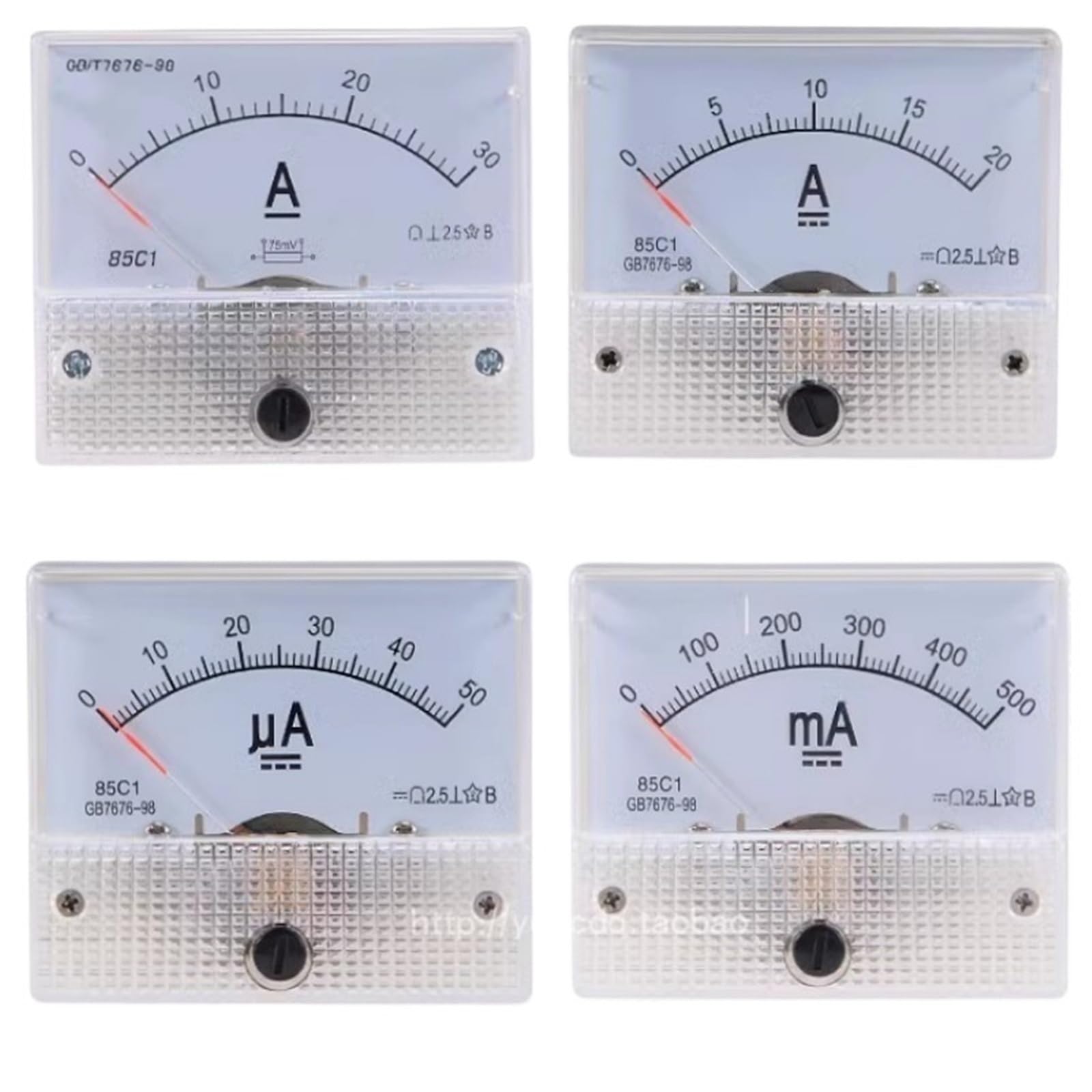 85C1 Misuratore di corrente analogico da pannello DC 1A2A3A5A10A20A30A 50A 100A Amperometro for test di circuito Carica batteria Ampere Tester Gauge 1 pz(30A)