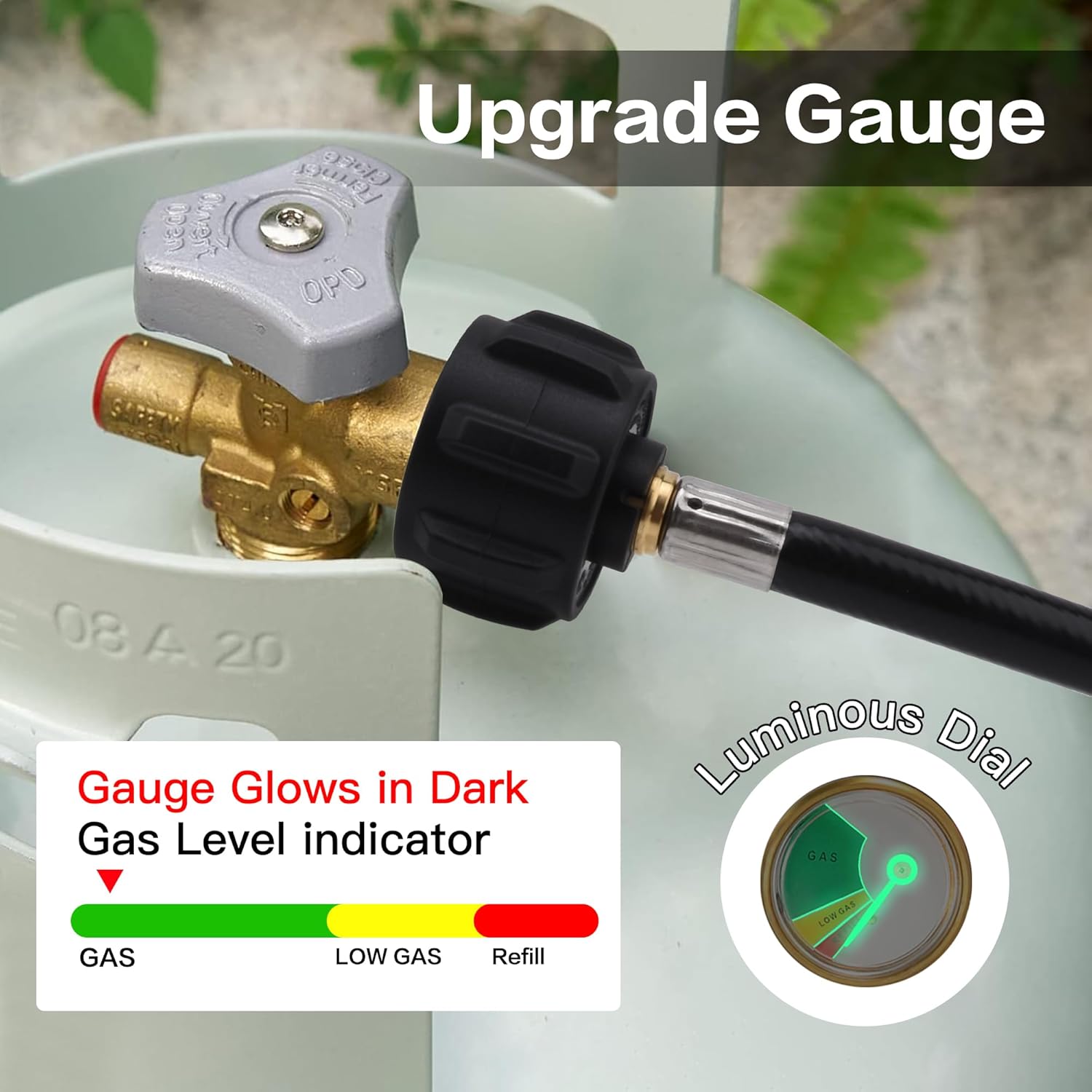 Propane Refill Adapter for 1 lb. Tanks,3 FT Propane Tank Refill Adapter Rubber Hose with Gauge and ON-Off Control Valve, Fits QCC1 / Type 1 Propane Tank,Propane Tank Filler 20 lb to 1 lb