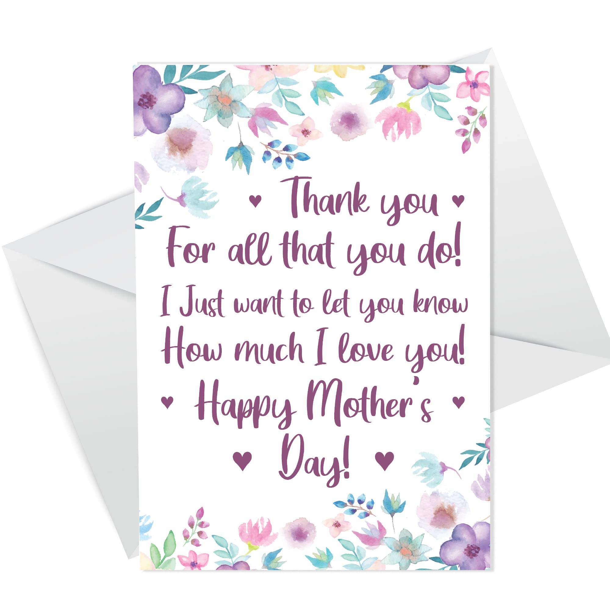 RED OCEAN Mothers Day Thank You Card Mother's Day Card Poem For Mum Mummy Her