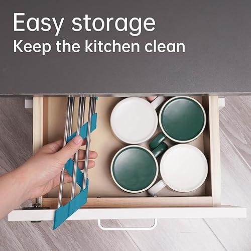 Miniatura 6 de Tomorotec Escurridor de platos enrollable triangular para esquina del fregadero, pequeño, plegable, de acero inoxidable sobre el fregadero,