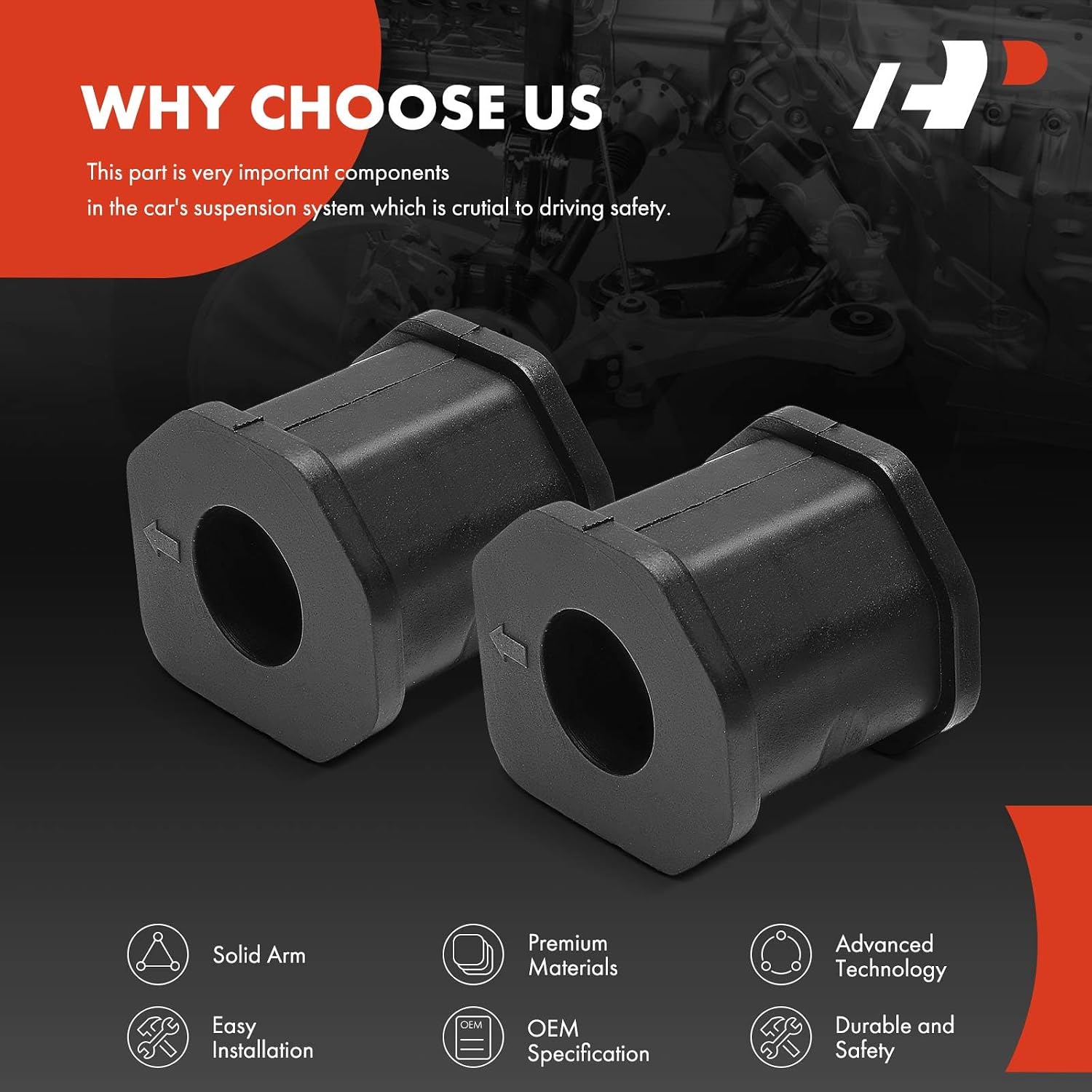 A-Premium 2 x Front To Control Arm Sway Bar Bushing Kit, Compatible with Mitsubishi Montero Sport 1997-2004