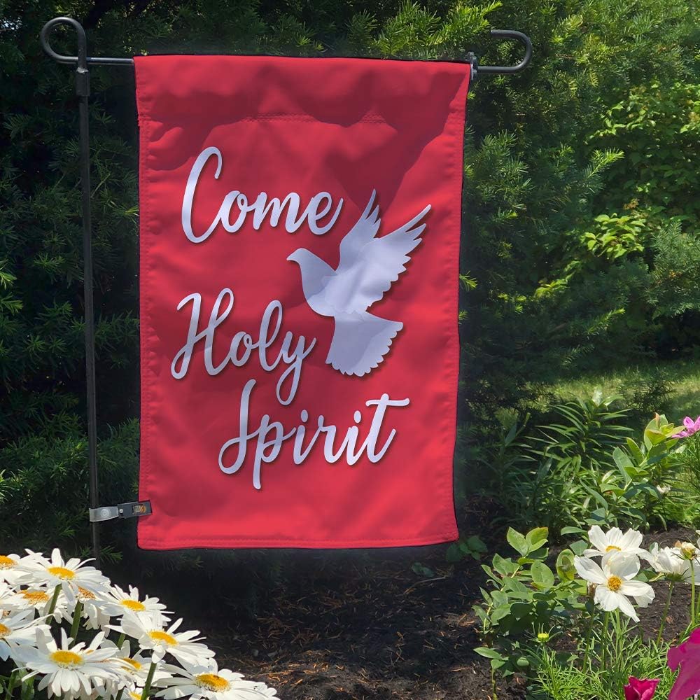 Vispronet Come Holy Spirit Garden Flag, Religious Double-Sided Outdoor Flag for Homes, Yards, and Gardens, 12 x 18 Inch Flag with 36 Inch Flagpole