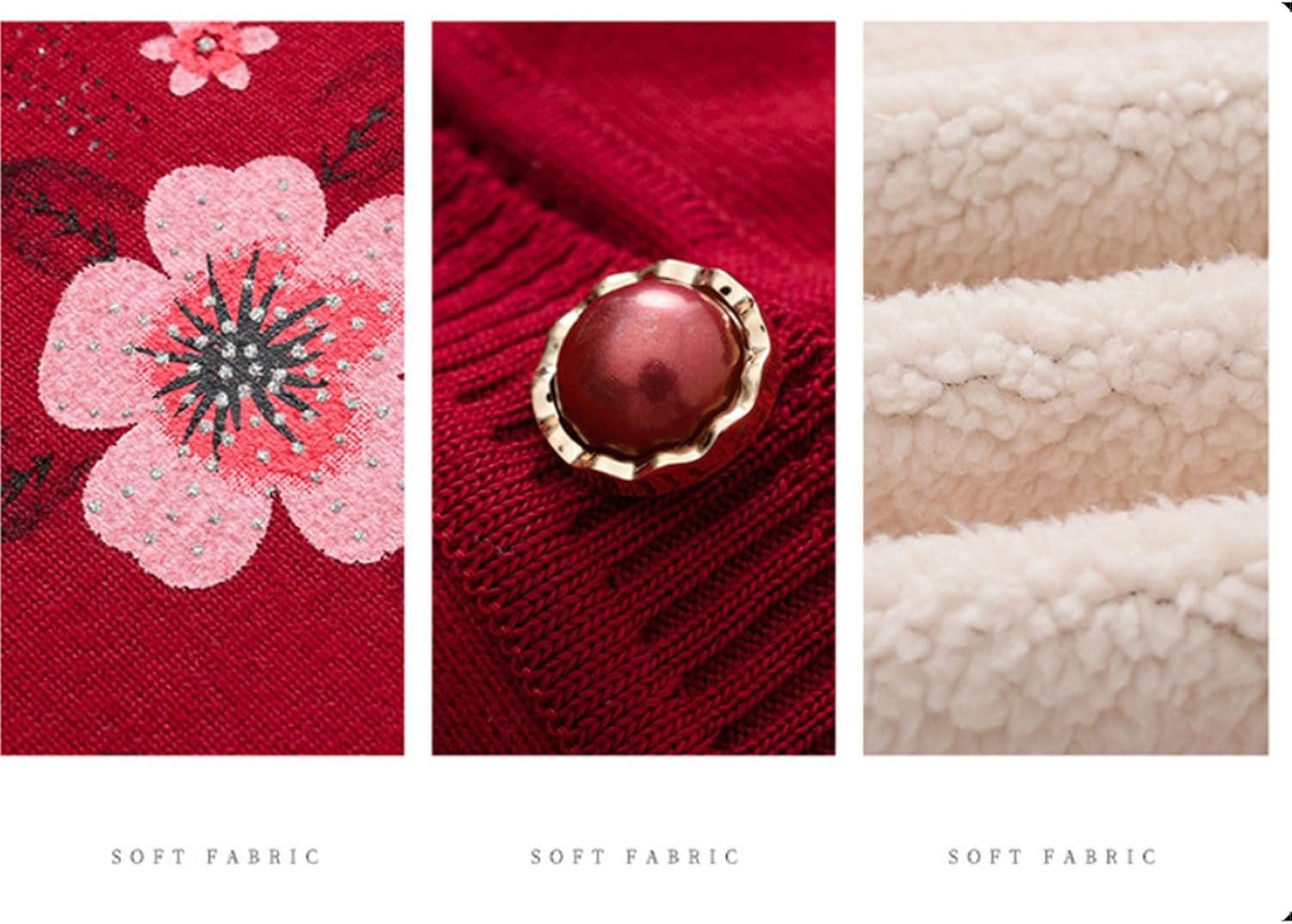 Middle-Aged Elderly Women Cardigans Knitted Sweater Long Sleeve Tops Seniors Ladies Grandma Thick Velvet Top Jacket