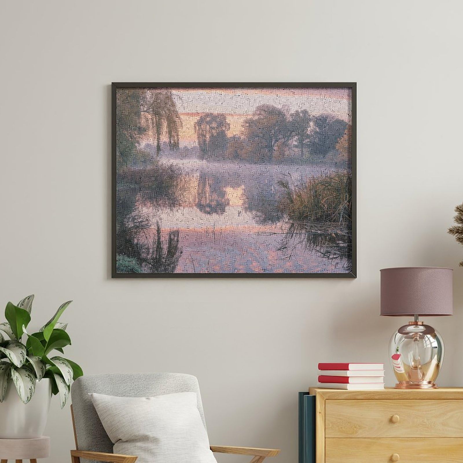 RTBKLYQ Kit per dipingere con i numeri, per adulti principianti sul lago calmo fai da te digitale pittura a olio tela per kit di pittura regalo decorazione domestica