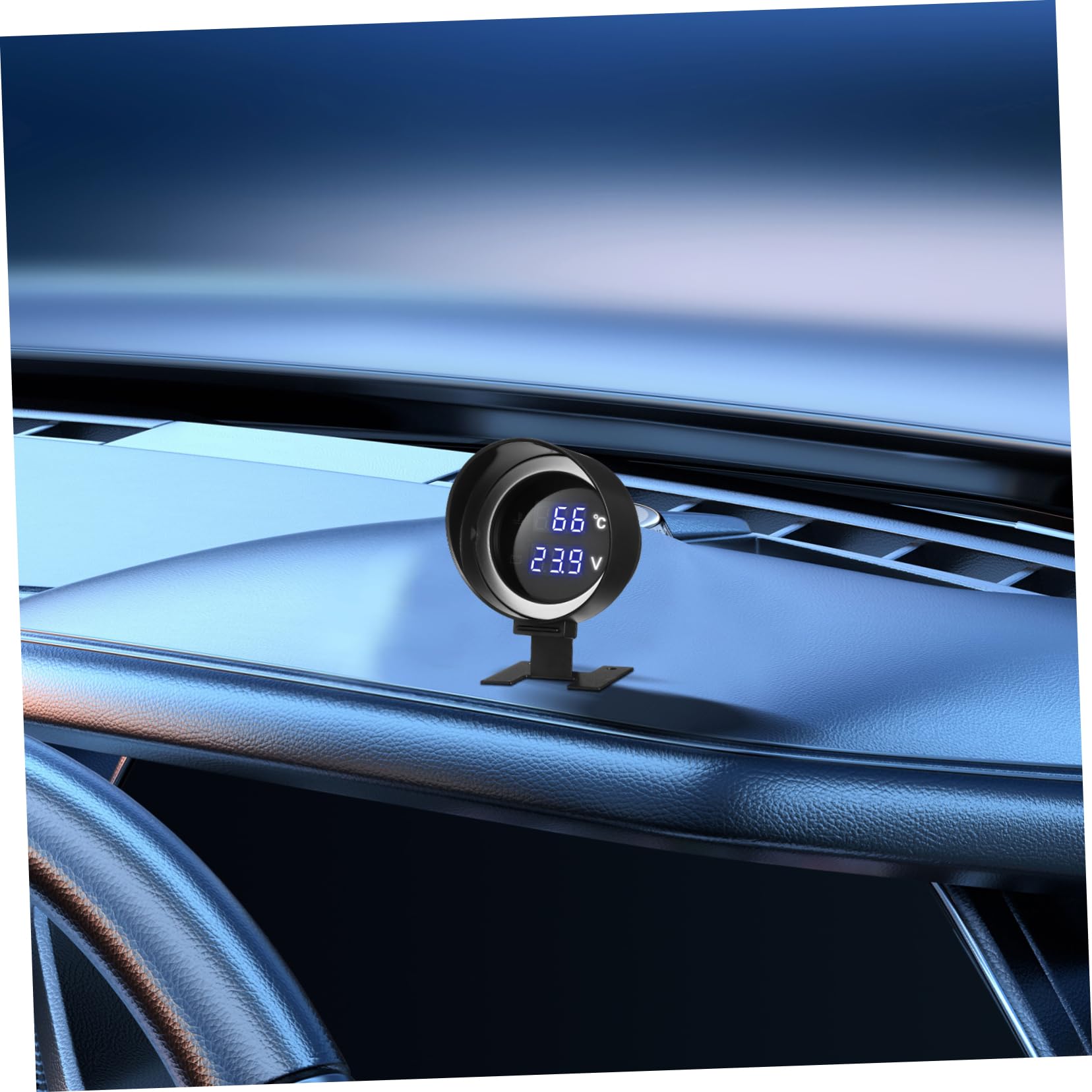 Ciieeo Manometro Digitale Temperatura e Voltmetro Auto Display LED Alta Precisione Adattatore Incluso per Installazione Rapida Compatibile con Moto Auto e Camion