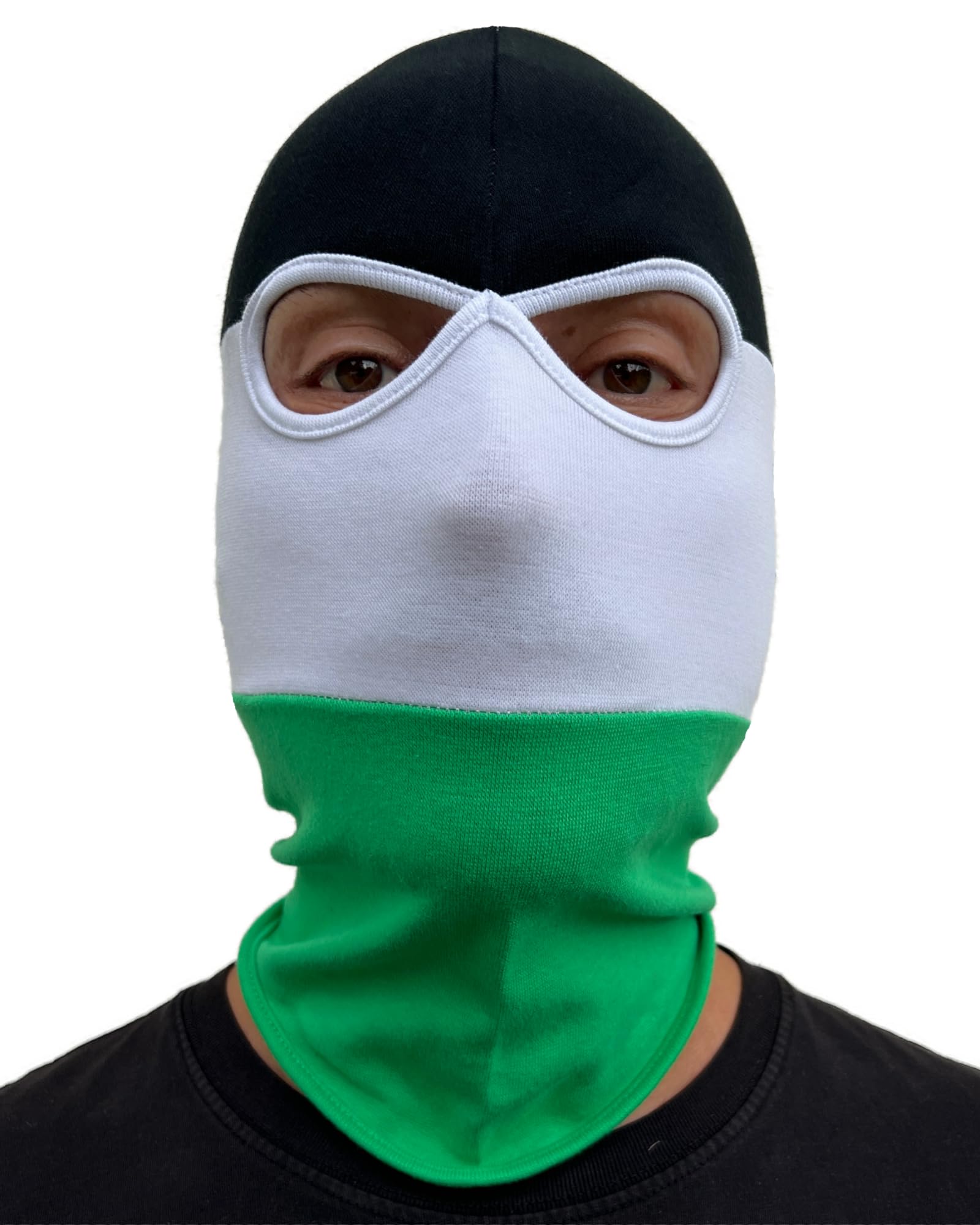 PGWEAR Sturmhaube in schwarz weiß grün gestreift I Maske Balaclava Beanie Einheitsgröße I Ultras Hooligans Ski Motorrad