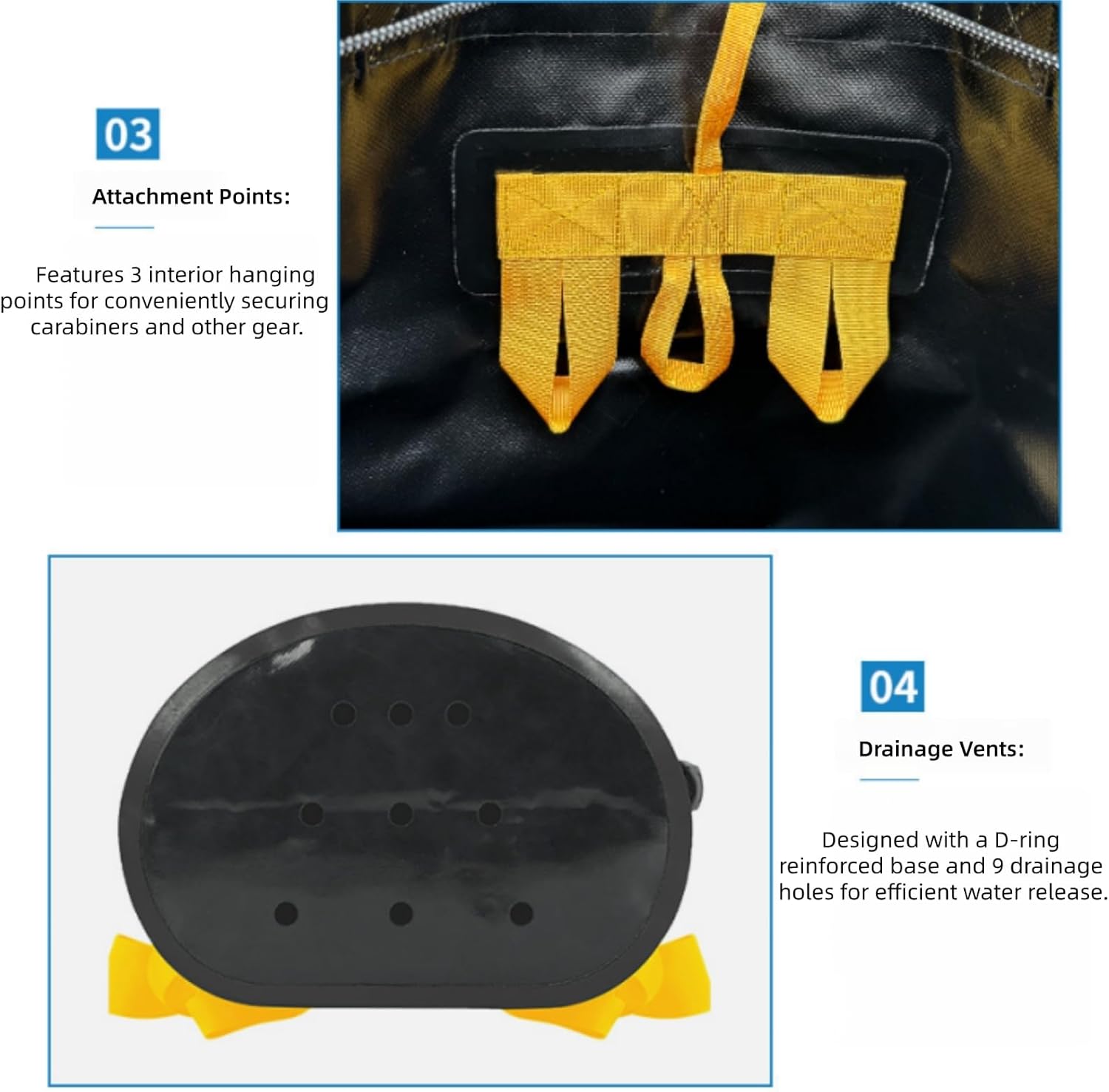 Professional 45L/55L Climbing Rope Bag, Heavy-Duty 1000D Water-Resistant Material, Quick-Adjust Clip & Drain Vents for Rock Climbing Gear. (45L)