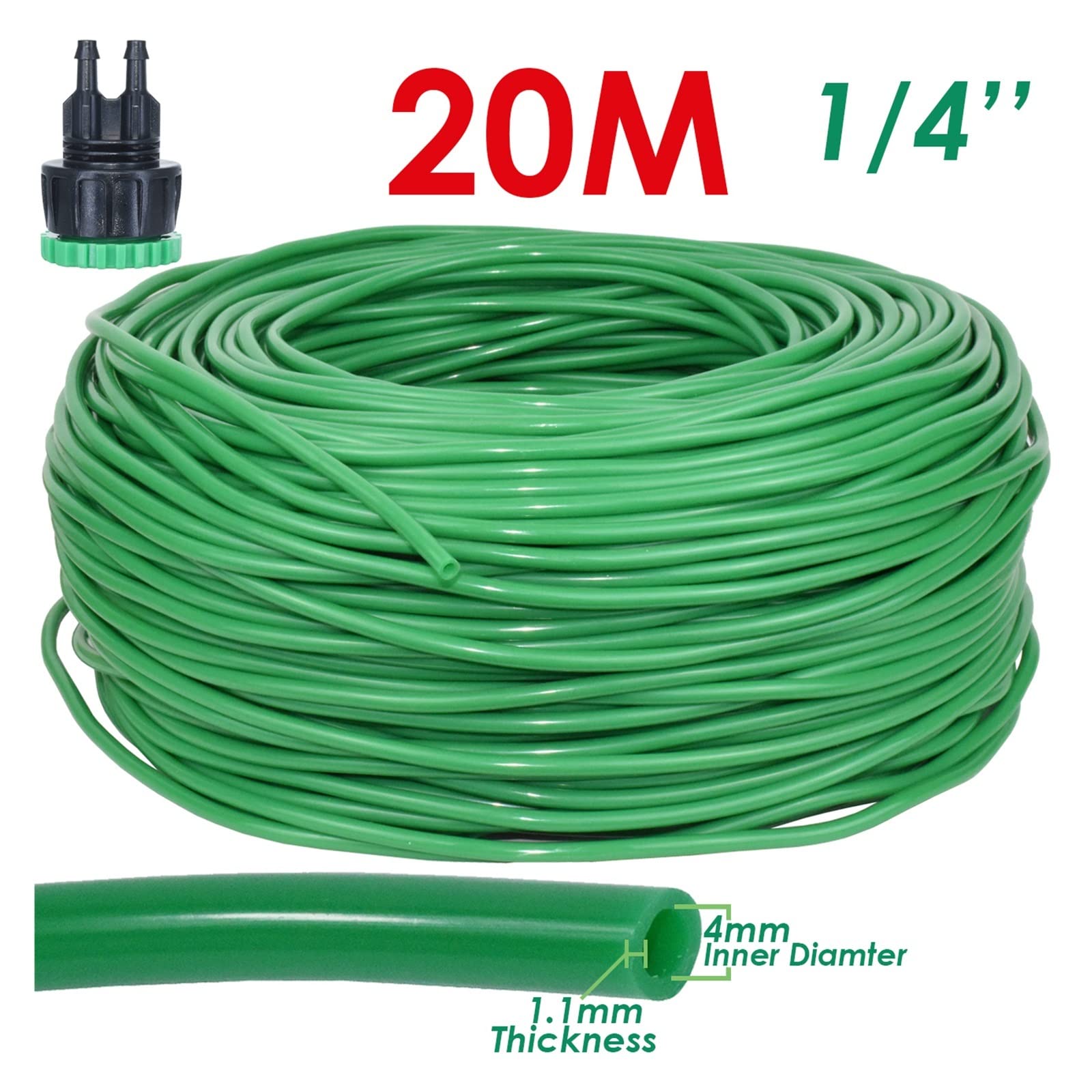 ISCBAFYX Tuyau d'arrosage de de 5 à 50 m, Micro-Irrigation en PVC, Tuyau de 4/7 mm, arroseur de pelouse, Balcon, Serre, Compact Portable (vert-B-20 mètres)